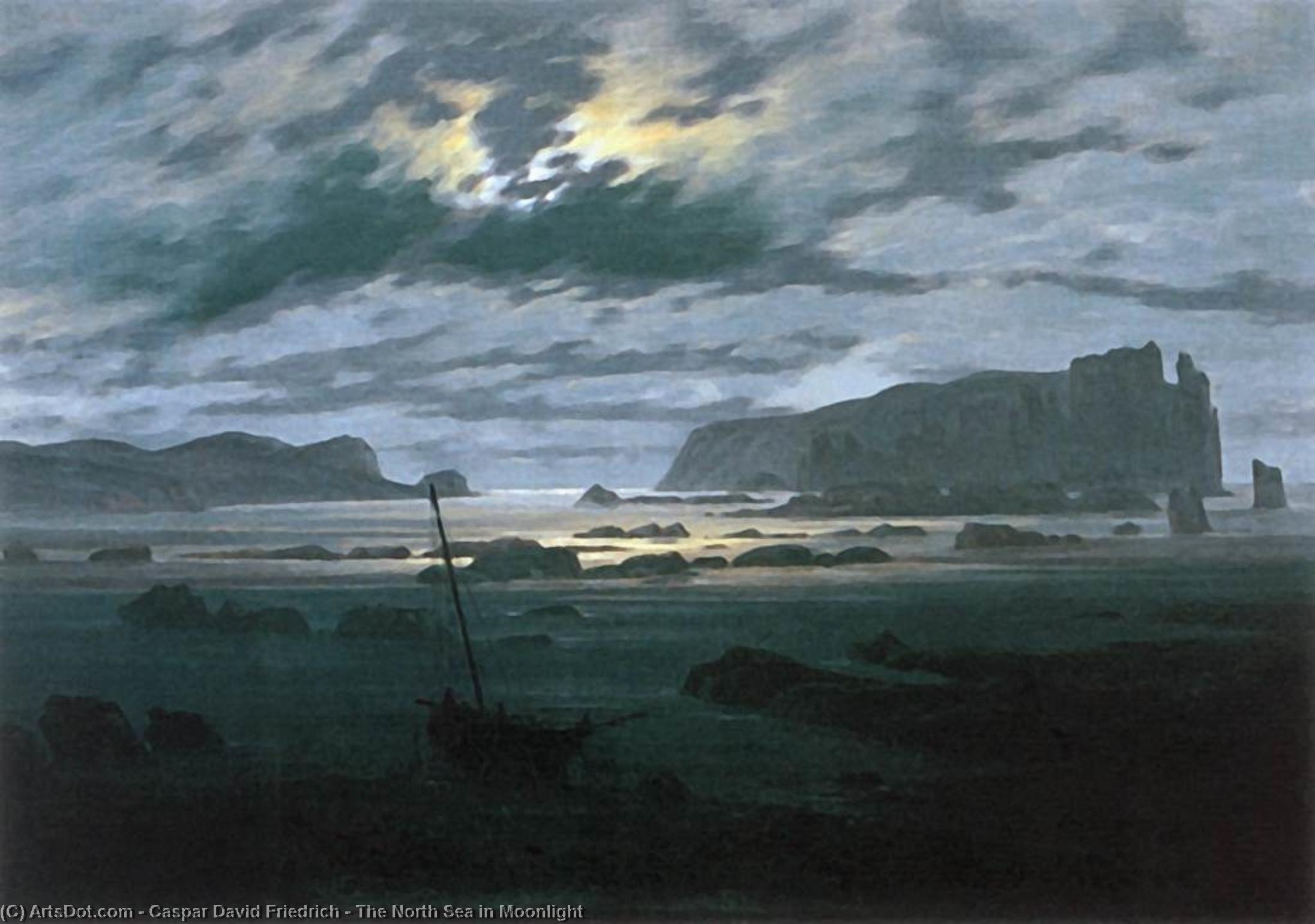 Order Oil Painting Replica The North Sea in Moonlight, 1823 by Caspar David Friedrich (1774-1840, Germany) | ArtsDot.com