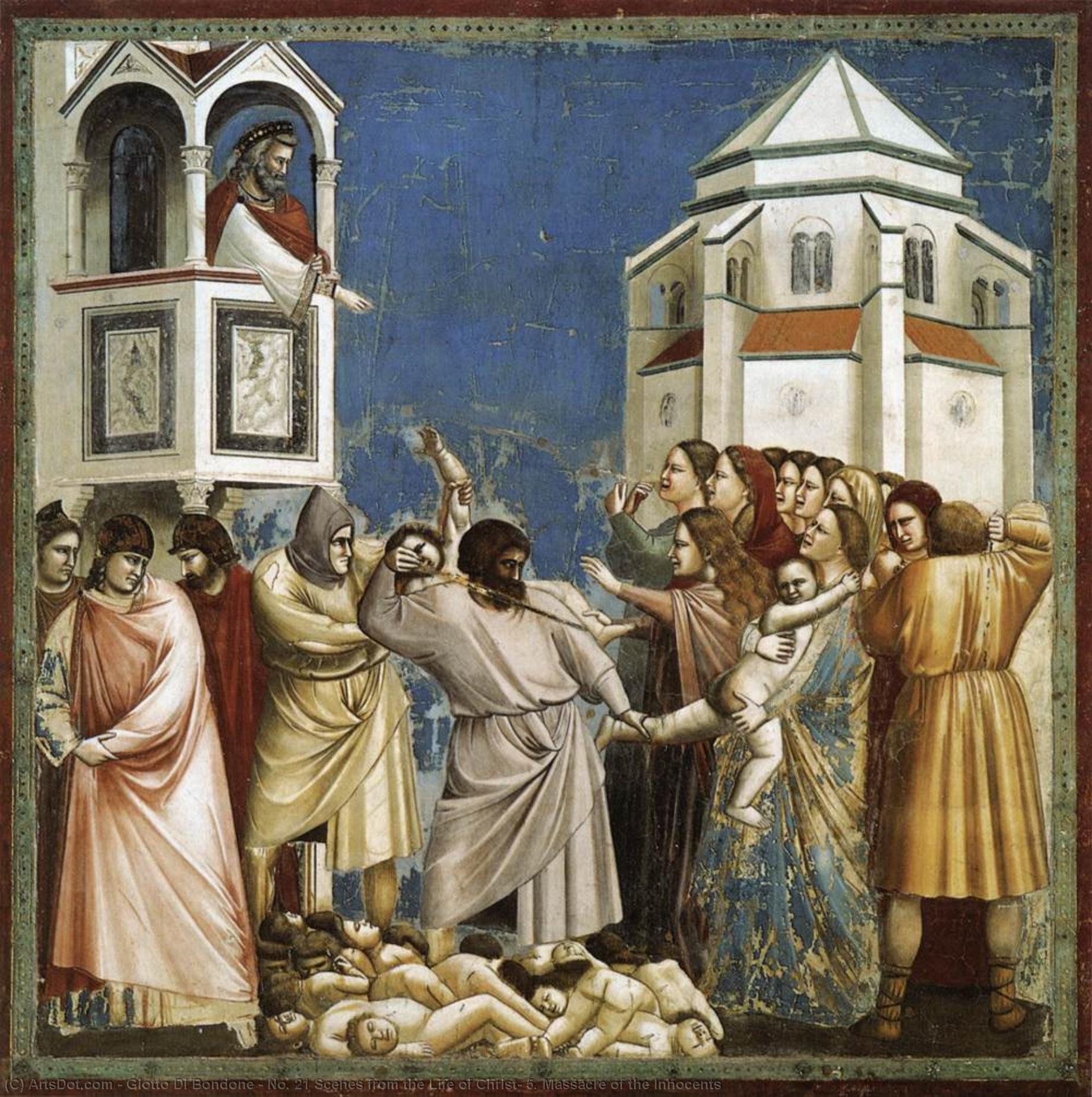 Buy Museum Art Reproductions No. 21 Scenes from the Life of Christ: 5. Massacre of the Innocents, 1304 by Giotto Di Bondone (1267-1337, Italy) | ArtsDot.com