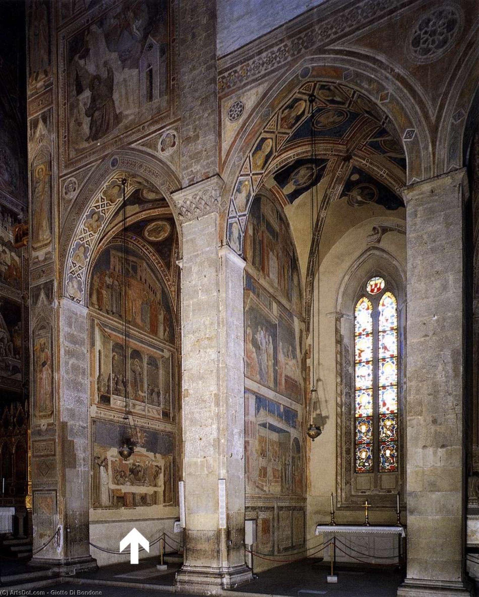 購入 美術館の複製、美術複製、絵画複製、美術館の品質プリント、美術品の複製、有名な絵画の複製、博物館の品質再現、キャンバスにアートプリント ペルツィとバルディ・チャペルの眺望(右から) バイ Giotto Di Bondone (1267-1337, Italy) | ArtsDot.com