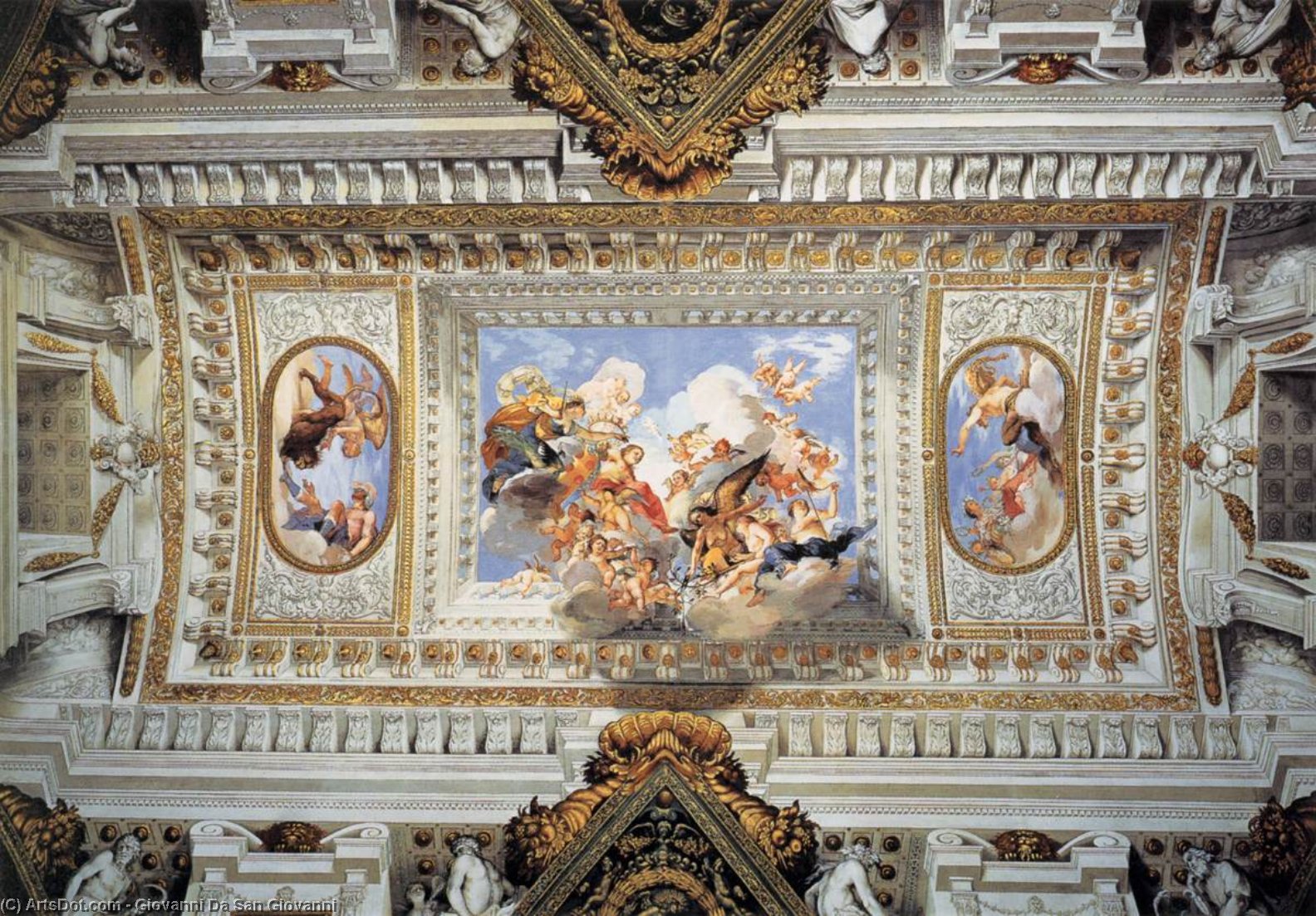 Buy Museum Art Reproductions Allegory of the Marriage of Vittoria della Rovere with Ferdinando II de` Medici, 1637 by Giovanni Da San Giovanni (1592-1899, Italy) | ArtsDot.com