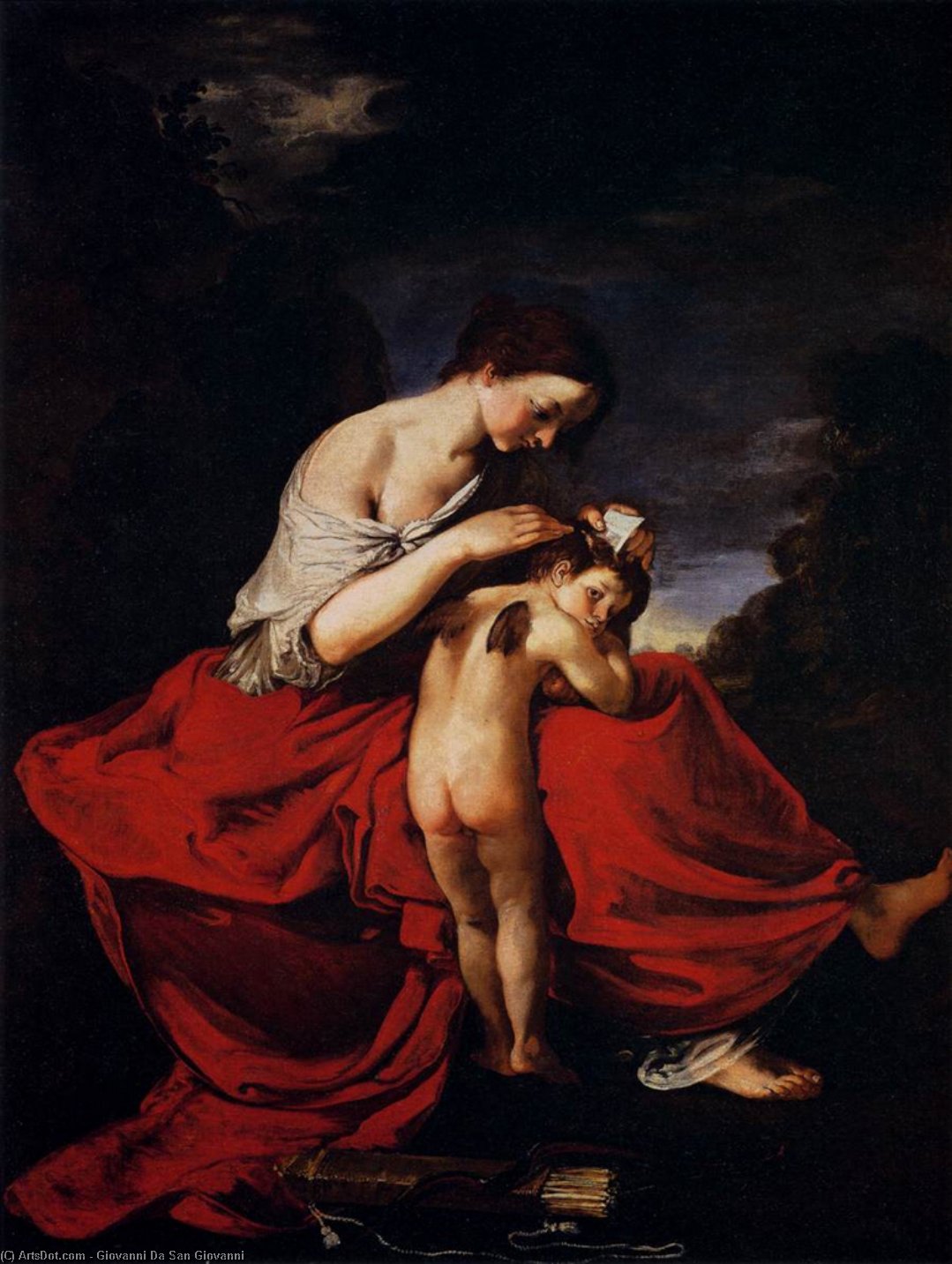 Order Paintings Reproductions Venus Combing Cupid`s Hair, 1630 by Giovanni Da San Giovanni (1592-1899, Italy) | ArtsDot.com