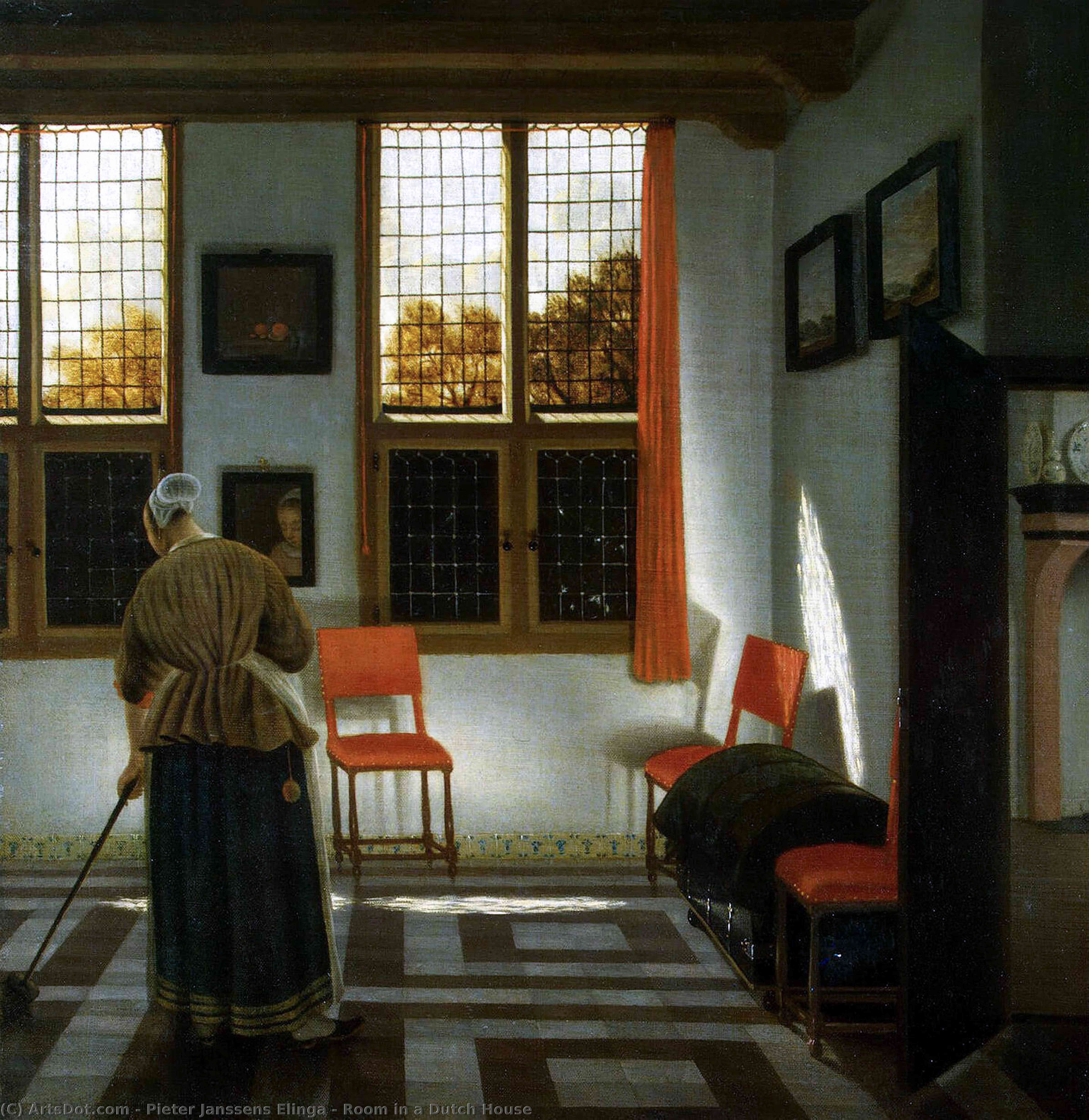 Order Paintings Reproductions Room in a Dutch House, 1668 by Pieter Janssens Elinga (1623-1682, Belgium) | ArtsDot.com