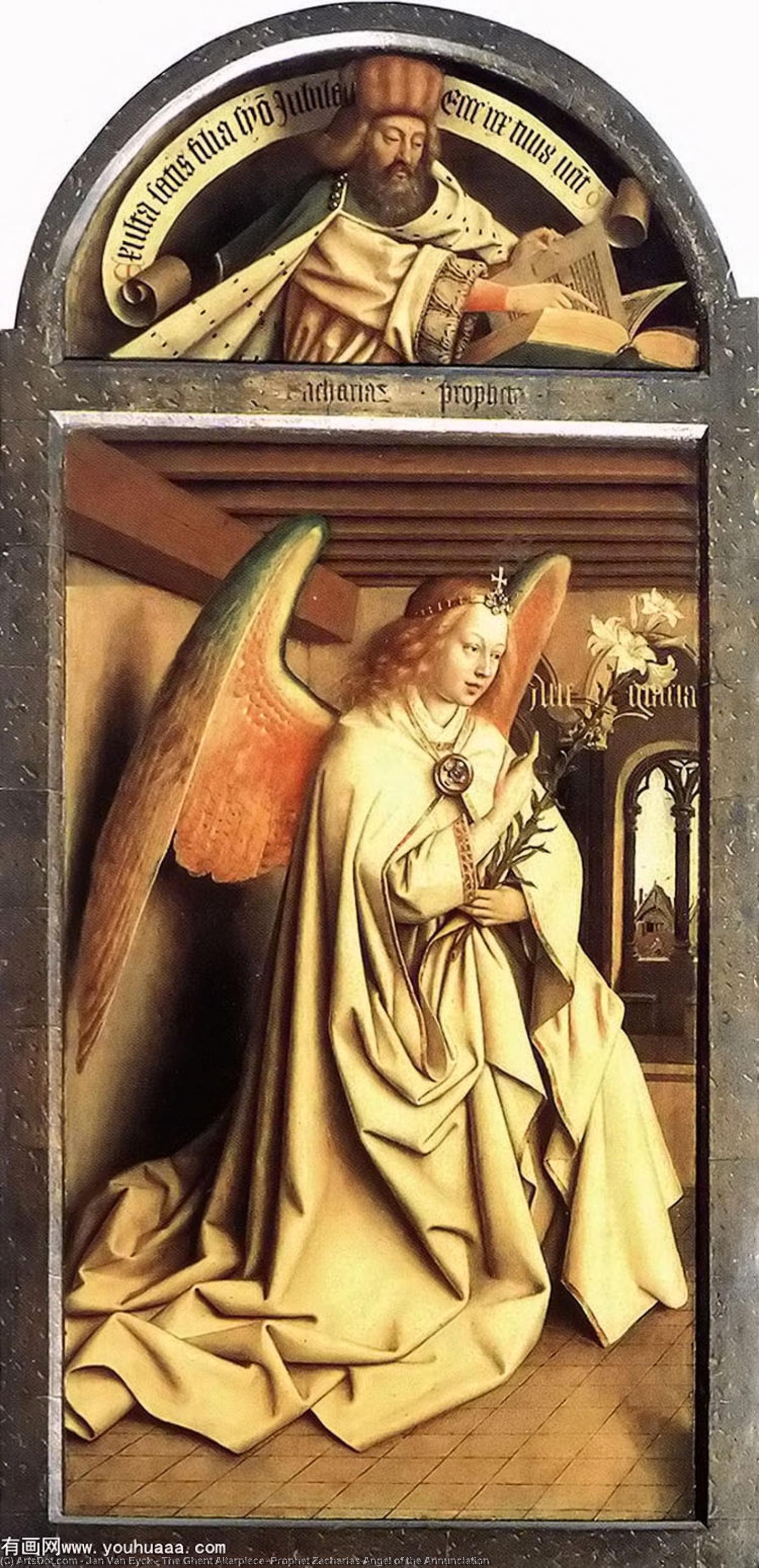 顺序 畫複製 The Ghent Altargui:先知 Zacharias Angel of the Annunciation, 1432 通过 Jan Van Eyck (1390-1441, Netherlands) | ArtsDot.com