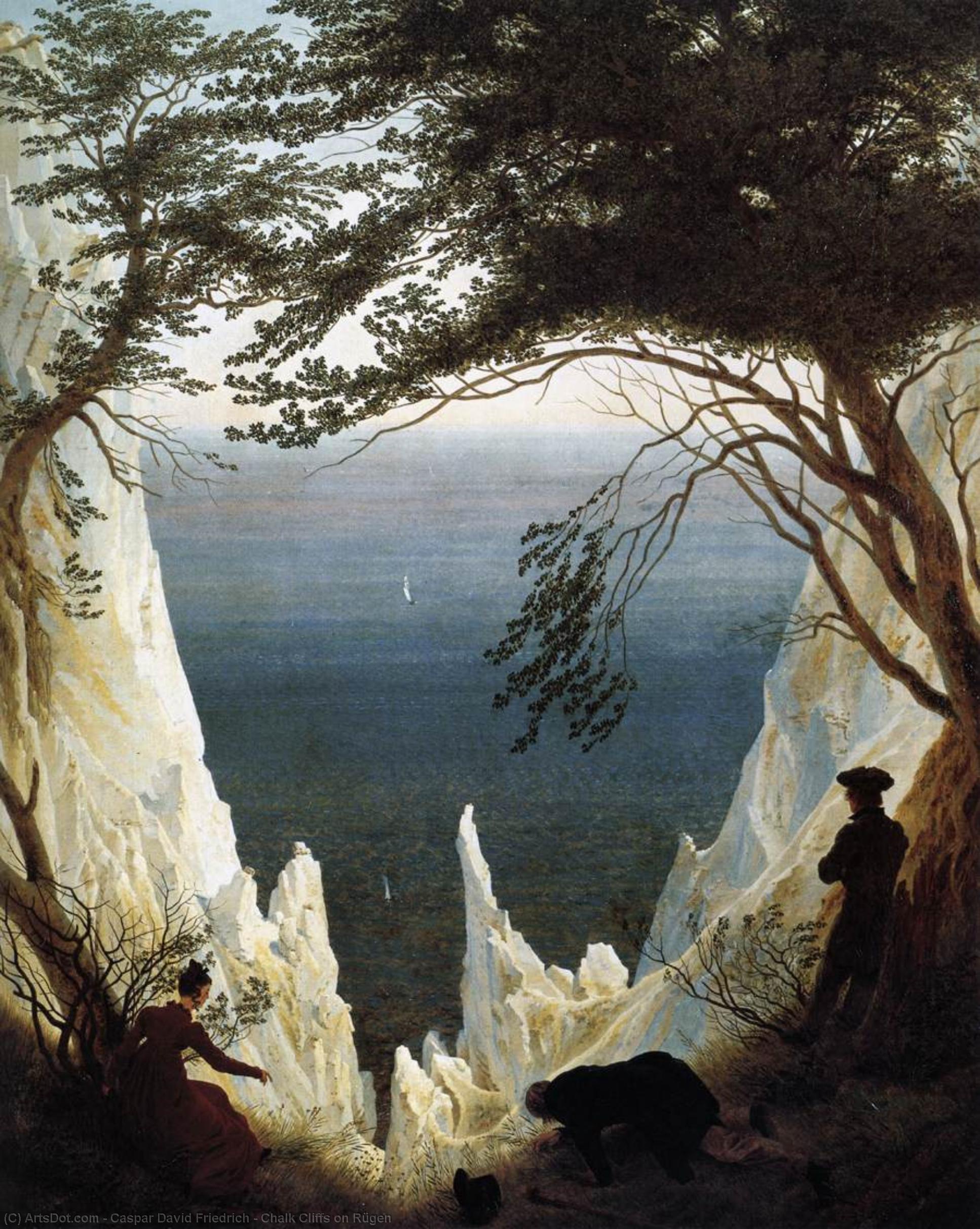 Order Art Reproductions Chalk Cliffs on Rügen, 1818 by Caspar David Friedrich (1774-1840, Germany) | ArtsDot.com