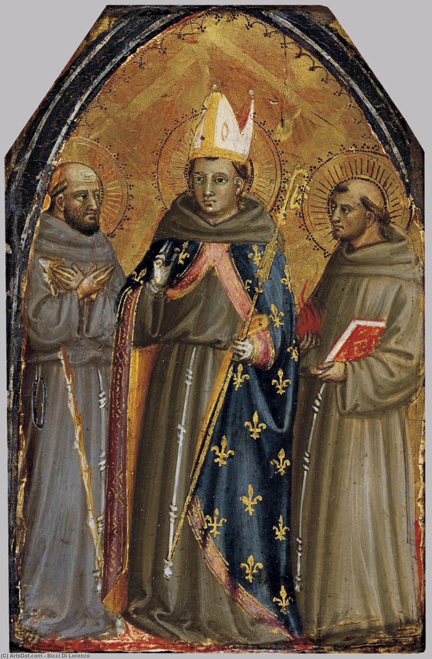 Buy Museum Art Reproductions Sts Francis of Assisi, Louis of Toulouse and Anthony of Padua, 1427 by Bicci Di Lorenzo (1350-1427, Italy) | ArtsDot.com