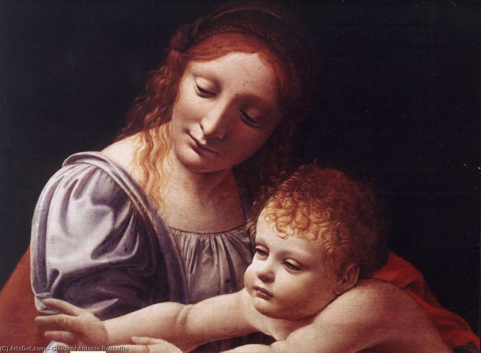 Buy Museum Art Reproductions The Virgin and Child (detail), 1490 by Giovanni Antonio Boltraffio (1467-1516, Italy) | ArtsDot.com