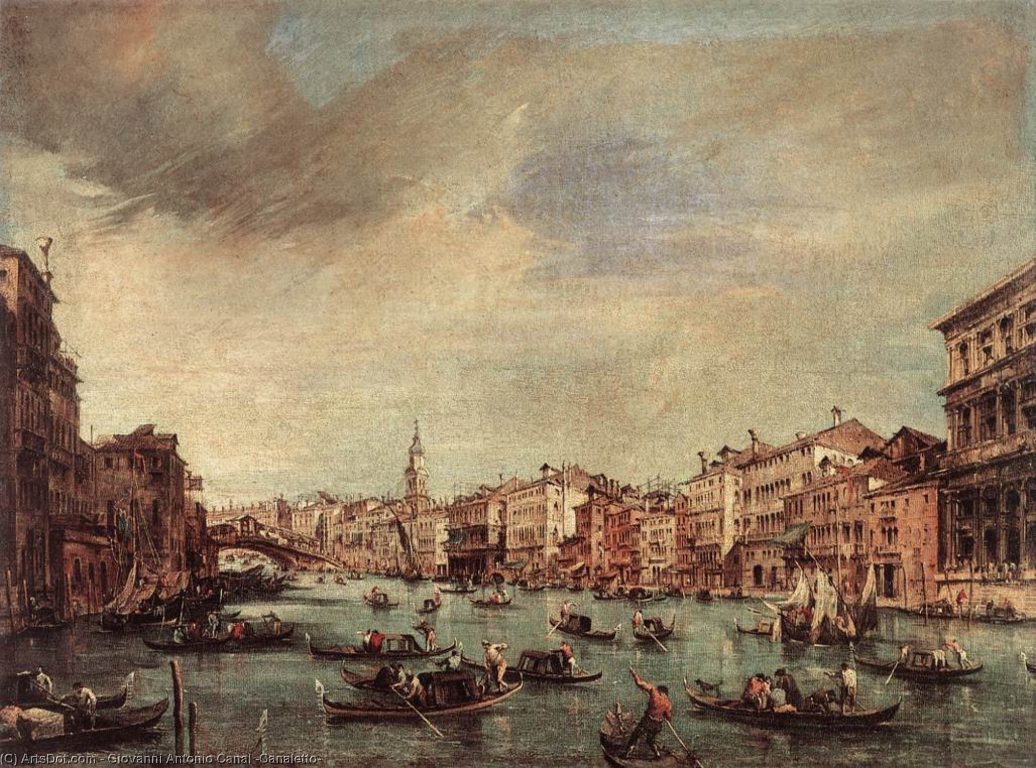 Buy Museum Art Reproductions Grand Canal: The Rialto Bridge from the South, 1727 by Giovanni Antonio Canal (Canaletto) (1730-1768, Italy) | ArtsDot.com