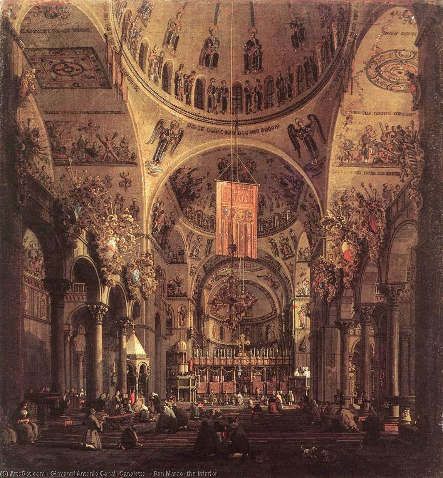 Buy Museum Art Reproductions San Marco: the Interior, 1755 by Giovanni Antonio Canal (Canaletto) (1730-1768, Italy) | ArtsDot.com