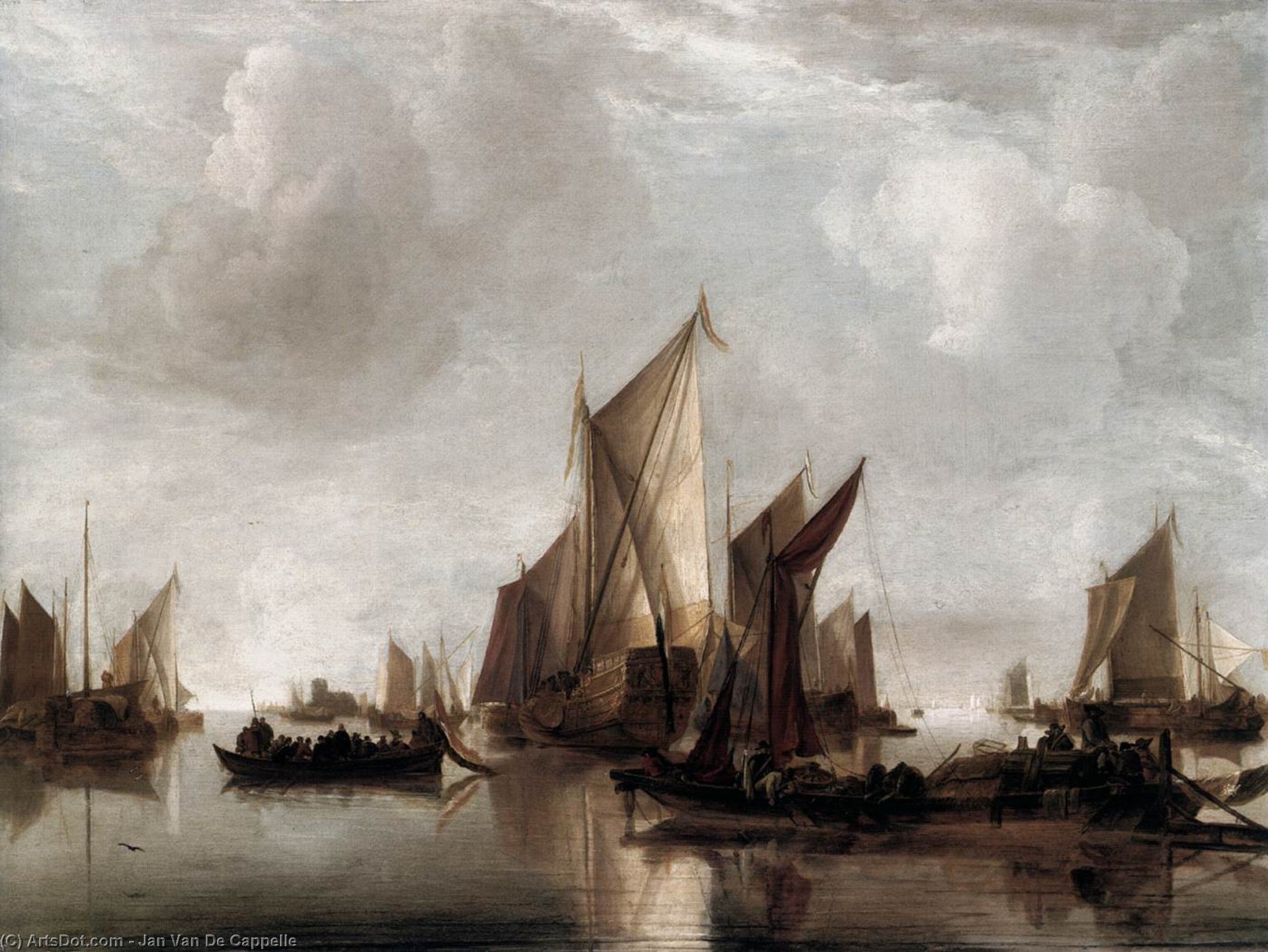 Buy Museum Art Reproductions A State Yacht and Other Craft in Calm Water, 1660 by Jan Van De Cappelle (1624-1679, Netherlands) | ArtsDot.com