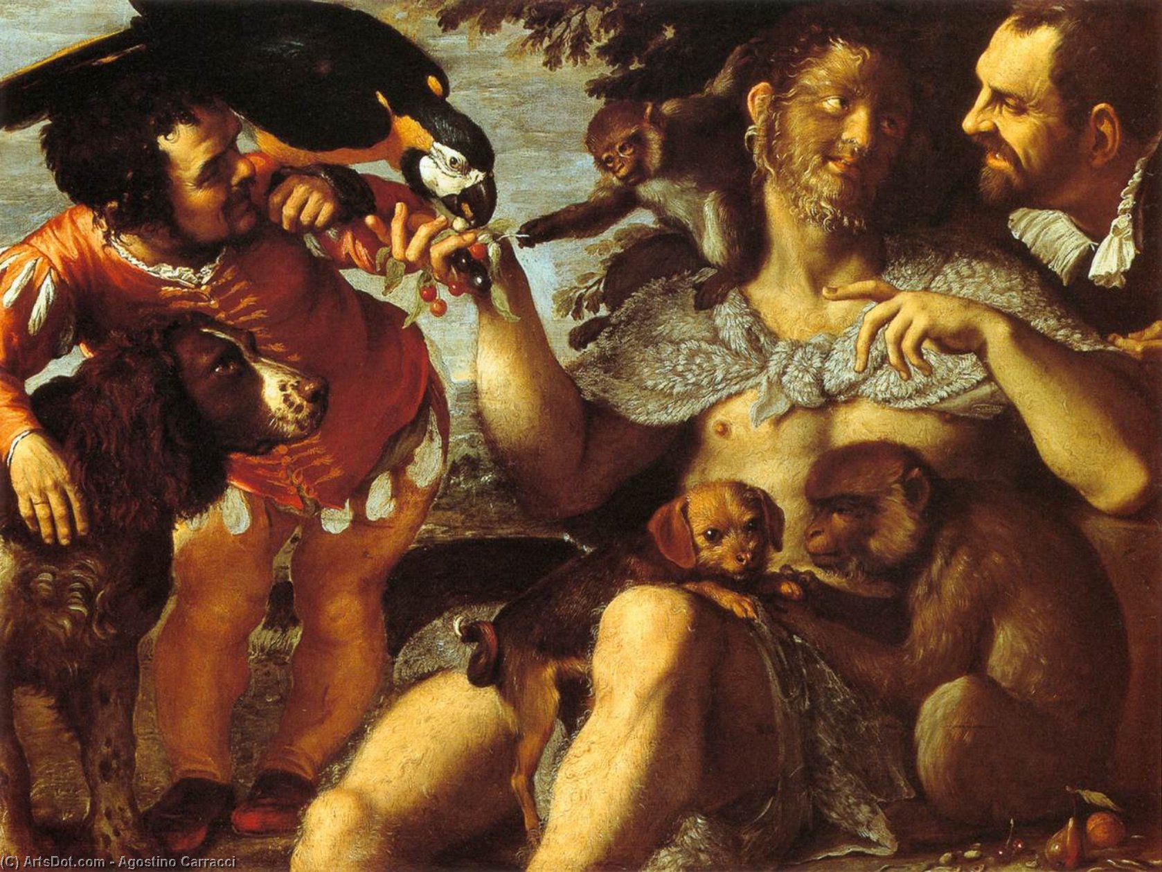 Order Oil Painting Replica Hairy Harry, Mad Peter and Tiny Amon, 1598 by Agostino Carracci (1557-1602, Italy) | ArtsDot.com