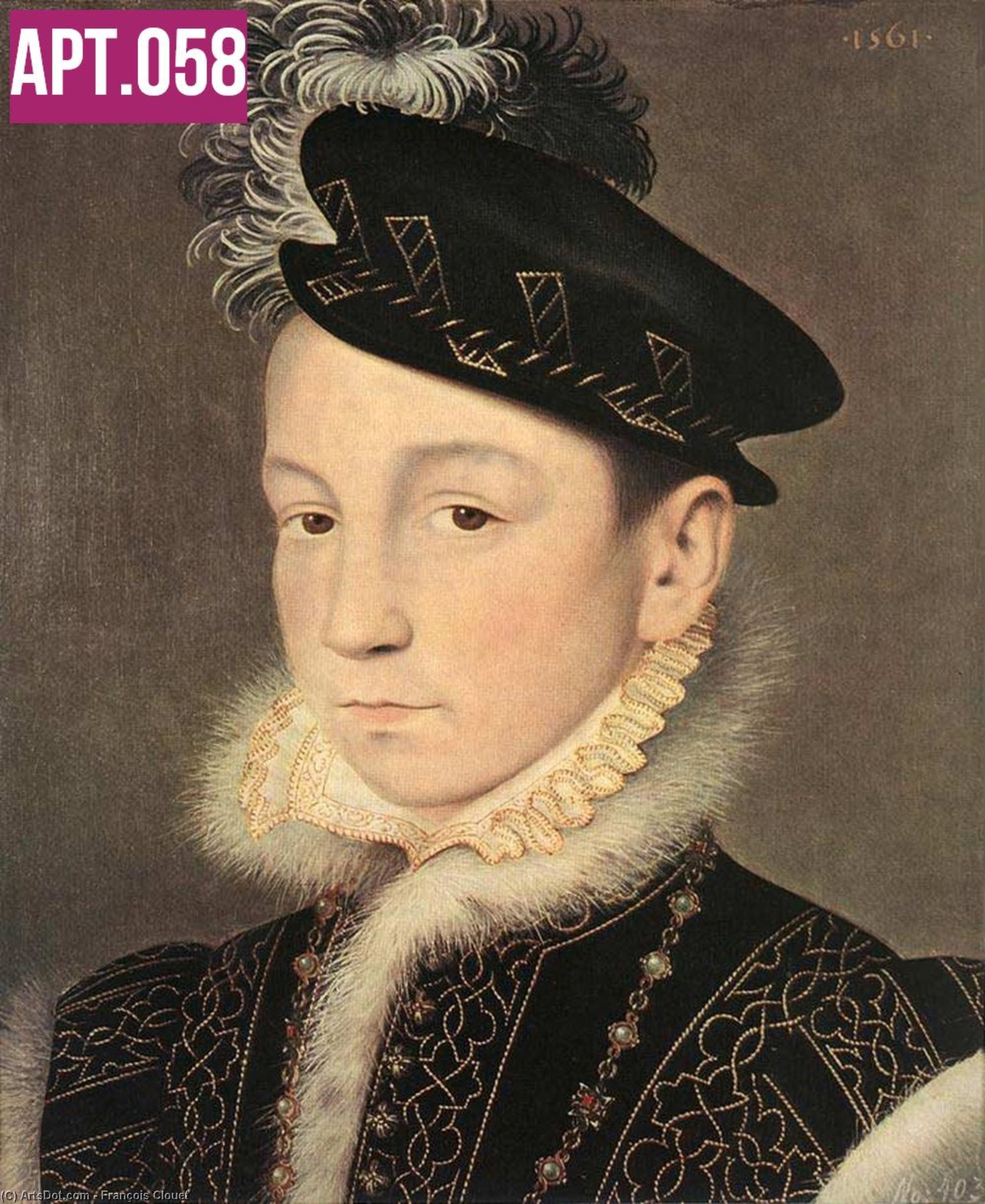 Order Artwork Replica Portrait of King Charles IX of France, 1561 by François Clouet (1510-1572, France) | ArtsDot.com