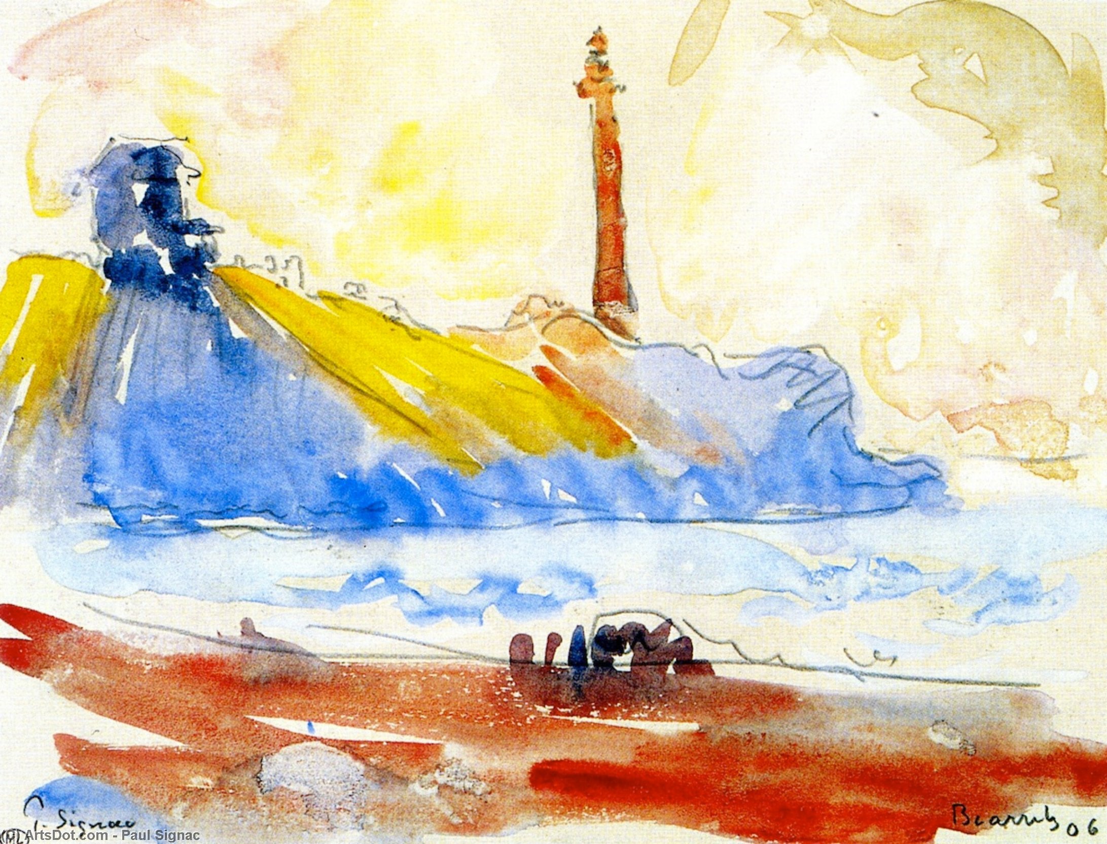 Order Oil Painting Replica The Lighthouse, Biarritz, 1906 by Paul Signac (1863-1935, France) | ArtsDot.com