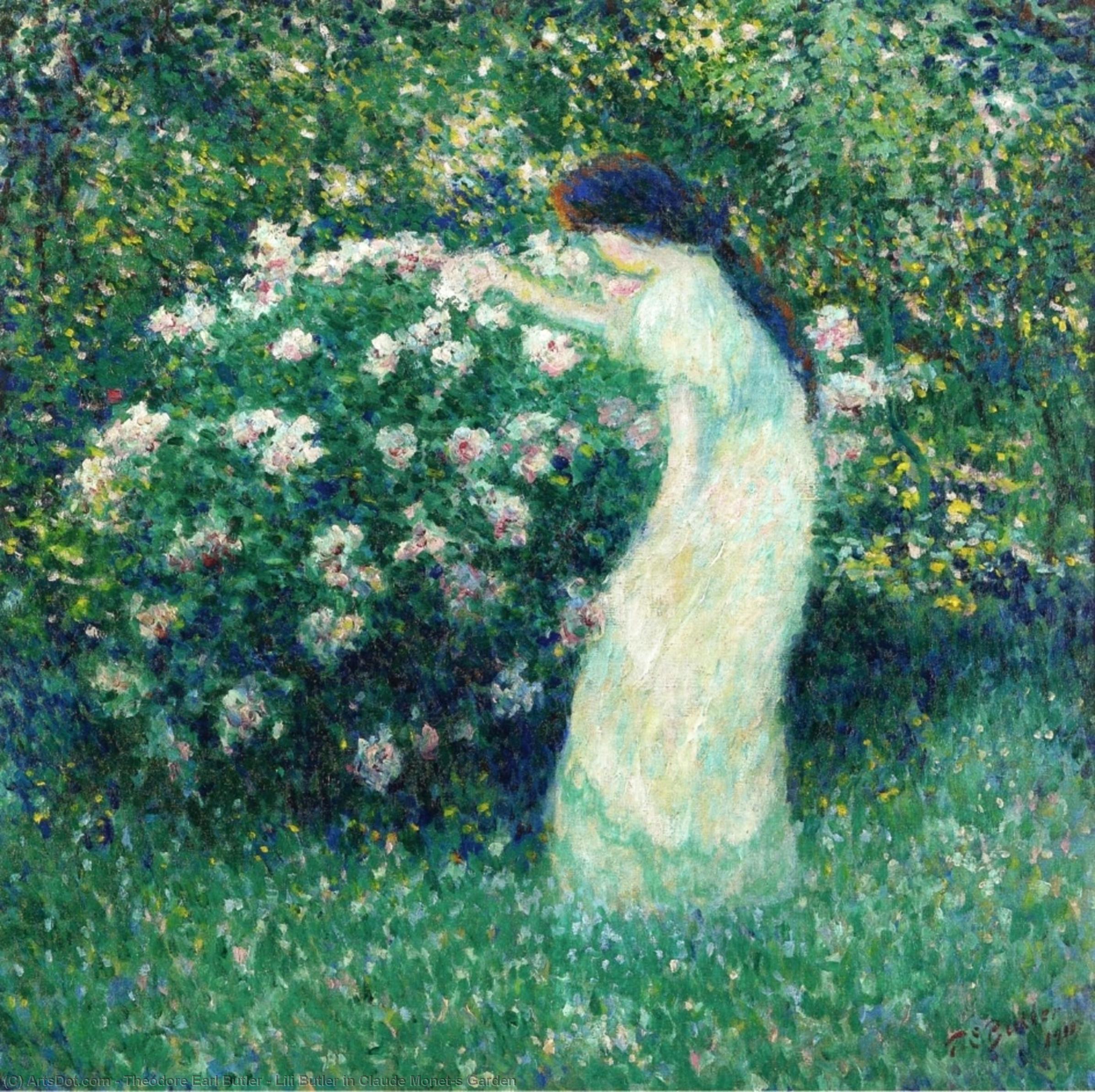 Order Oil Painting Replica Lili Butler in Claude Monet`s Garden, 1911 by Theodore Earl Butler (1861-1936, United States) | ArtsDot.com