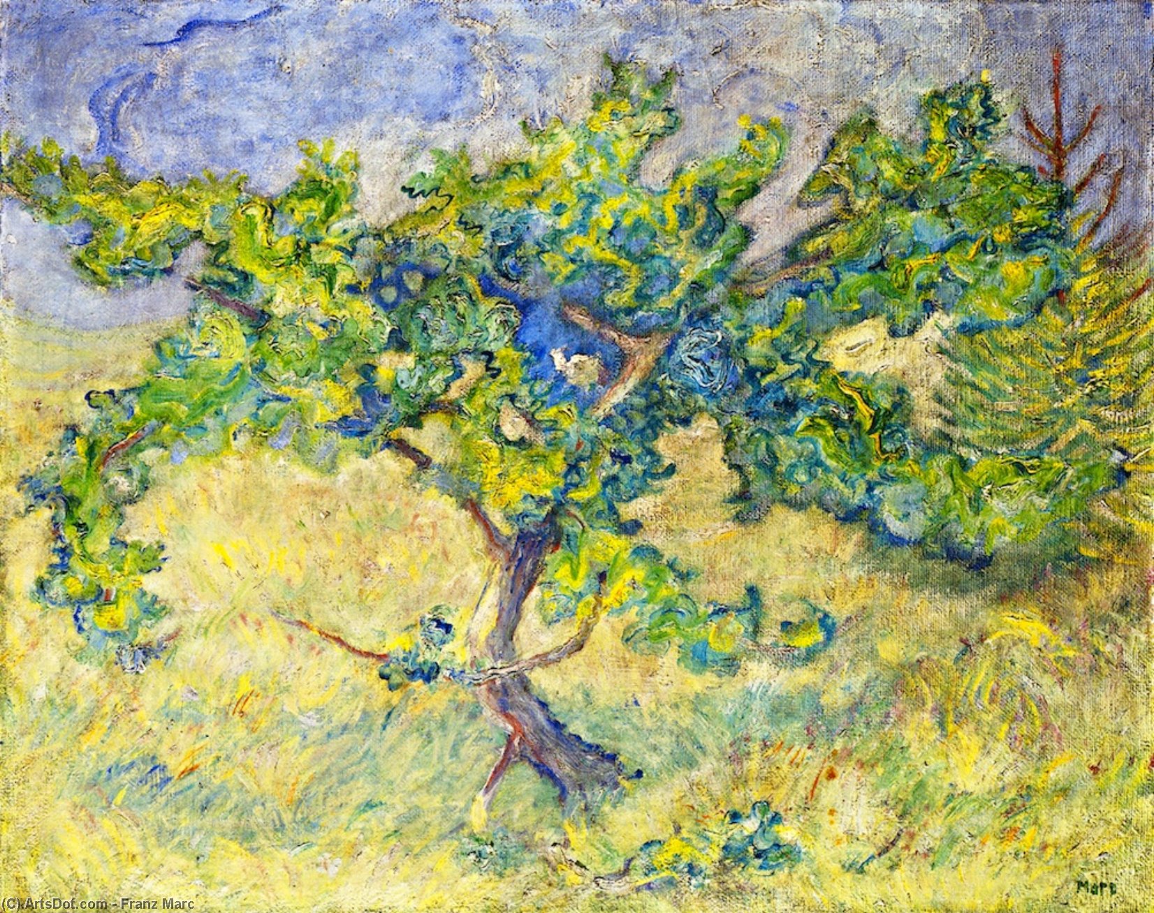 Order Paintings Reproductions Little Oak Tree, 1909 by Franz Marc (1880-1916, Germany) | ArtsDot.com