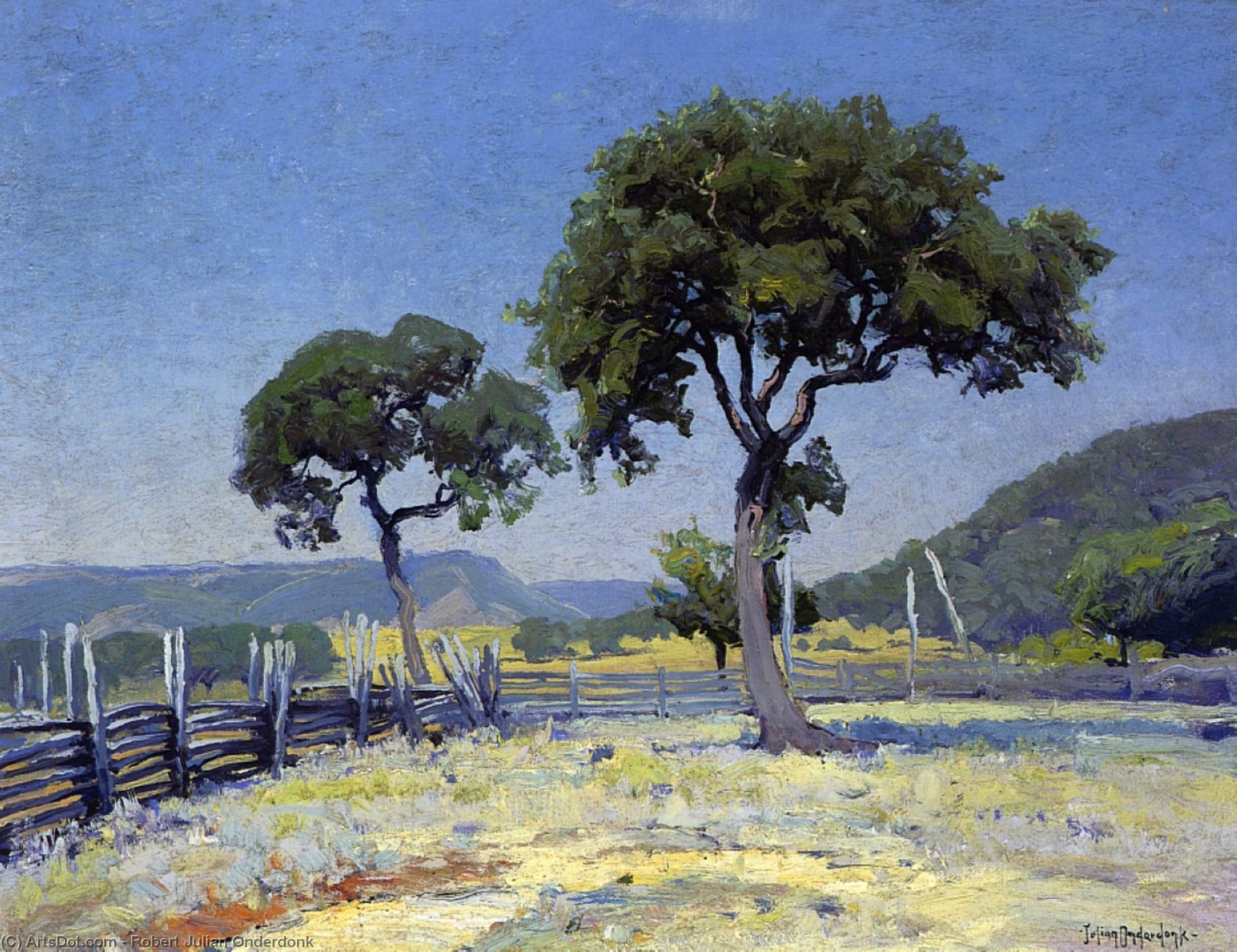 Order Oil Painting Replica Live Oak Trees On Williams` Ranch, Bandera County, 1915 by Robert Julian Onderdonk (1880-1922, United States) | ArtsDot.com
