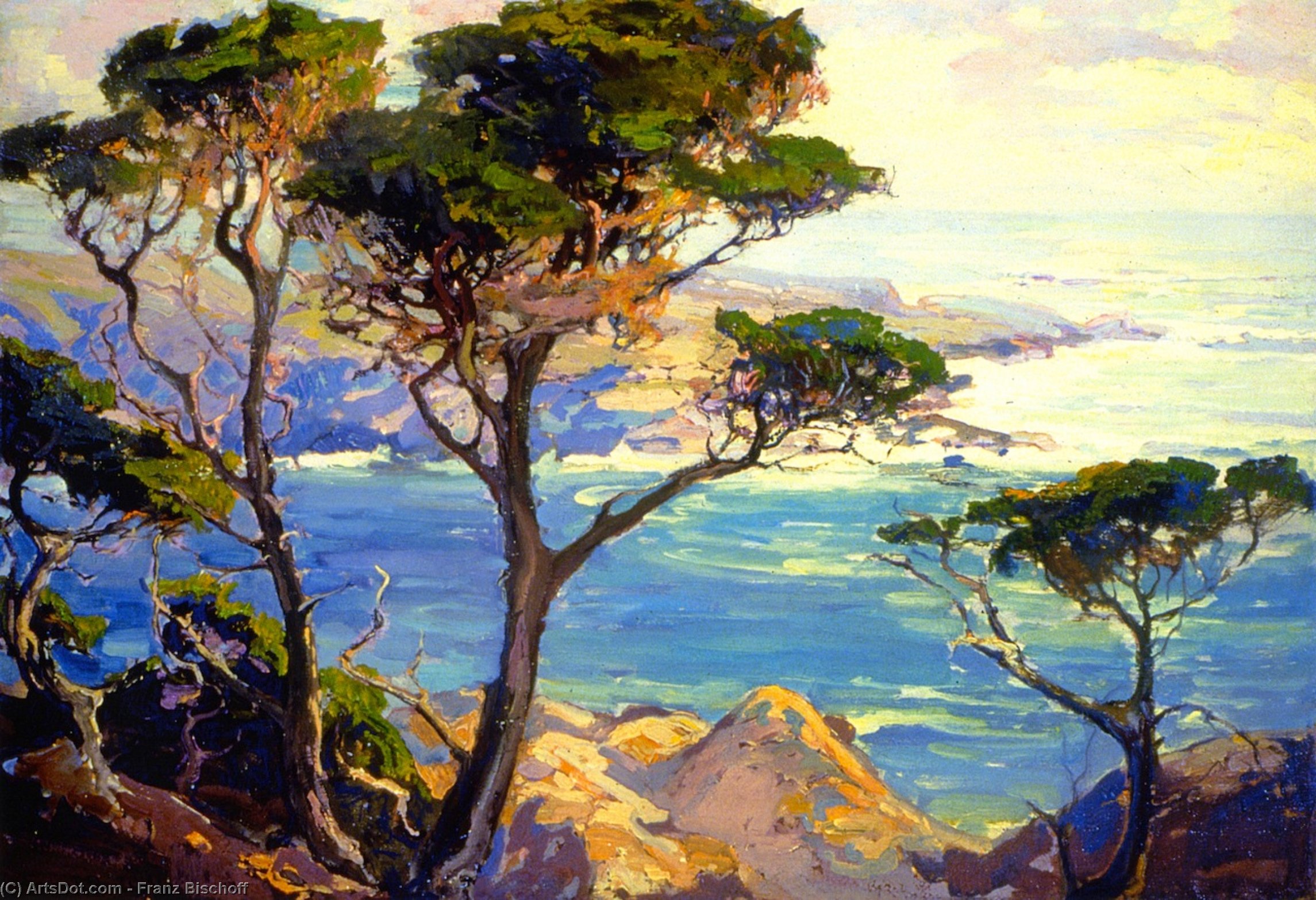 Order Oil Painting Replica A Lonely Headland, Point Lobos, 1925 by Franz Bischoff (1864-1929, Austria) | ArtsDot.com