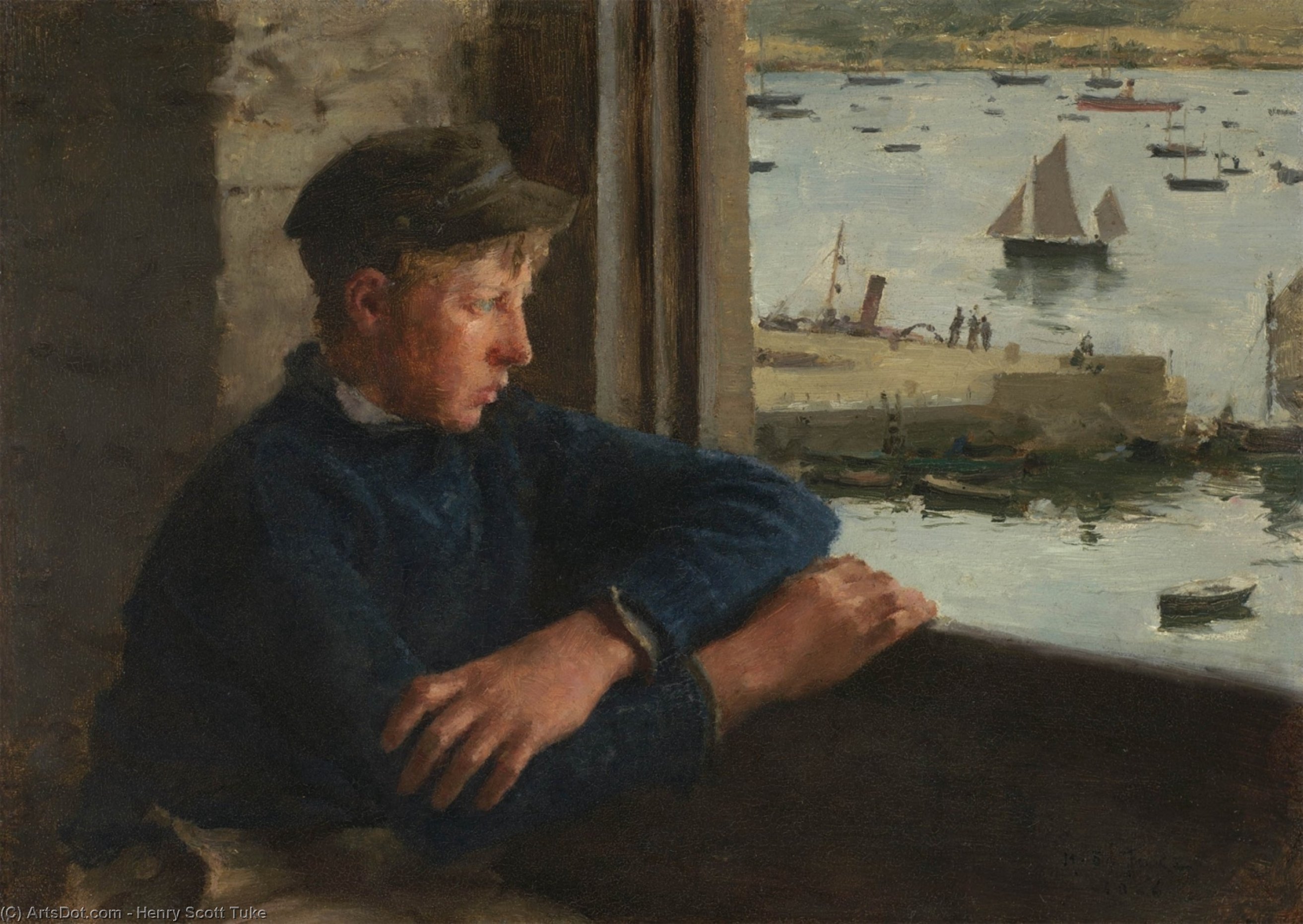 Order Oil Painting Replica The Look Out, 1886 by Henry Scott Tuke (1858-1929, United Kingdom) | ArtsDot.com