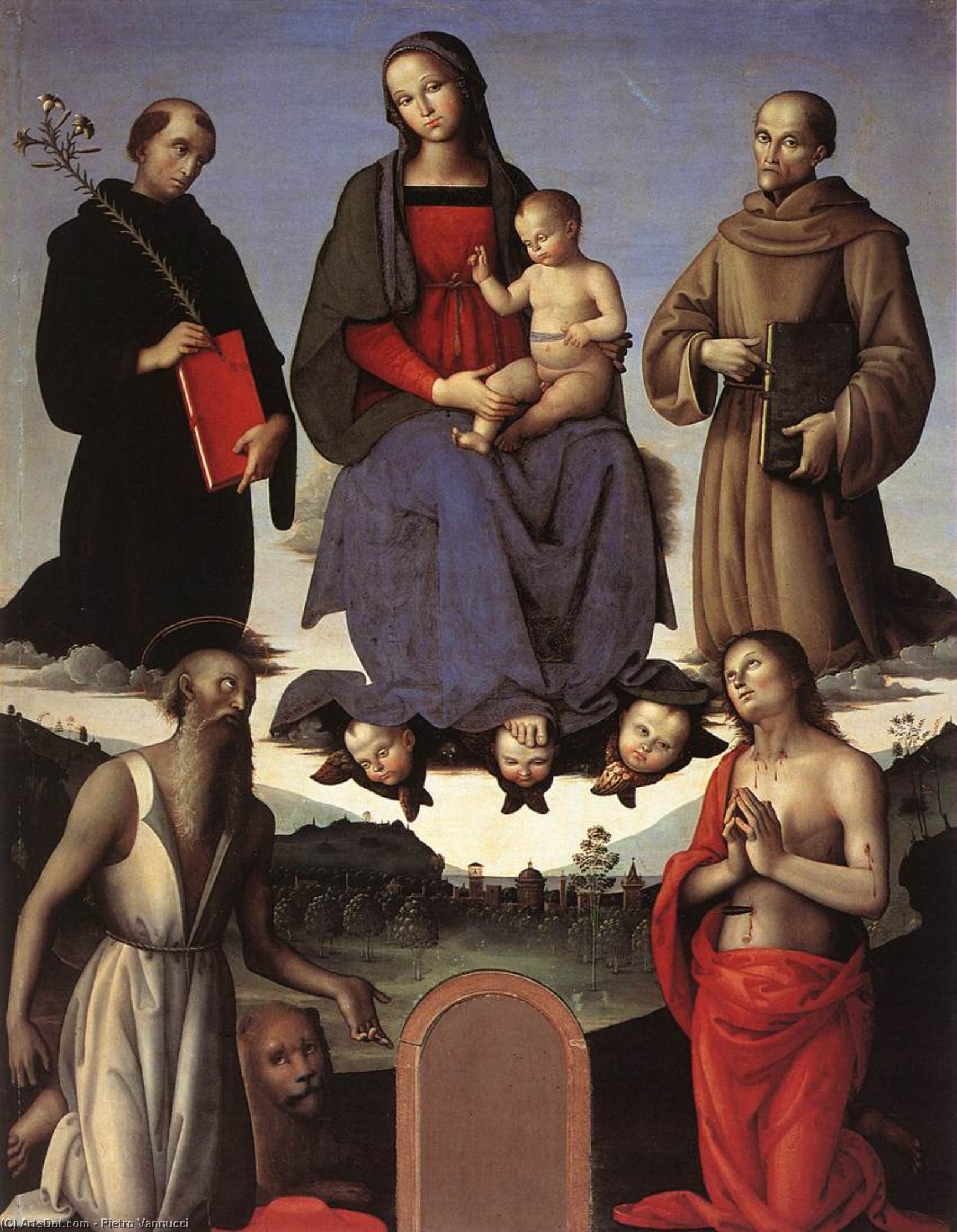 Order Oil Painting Replica Madonna and Child with Four Saints (Tezi Altarpiece), 1500 by Vannucci Pietro (Le Perugin) (1446-1523) | ArtsDot.com