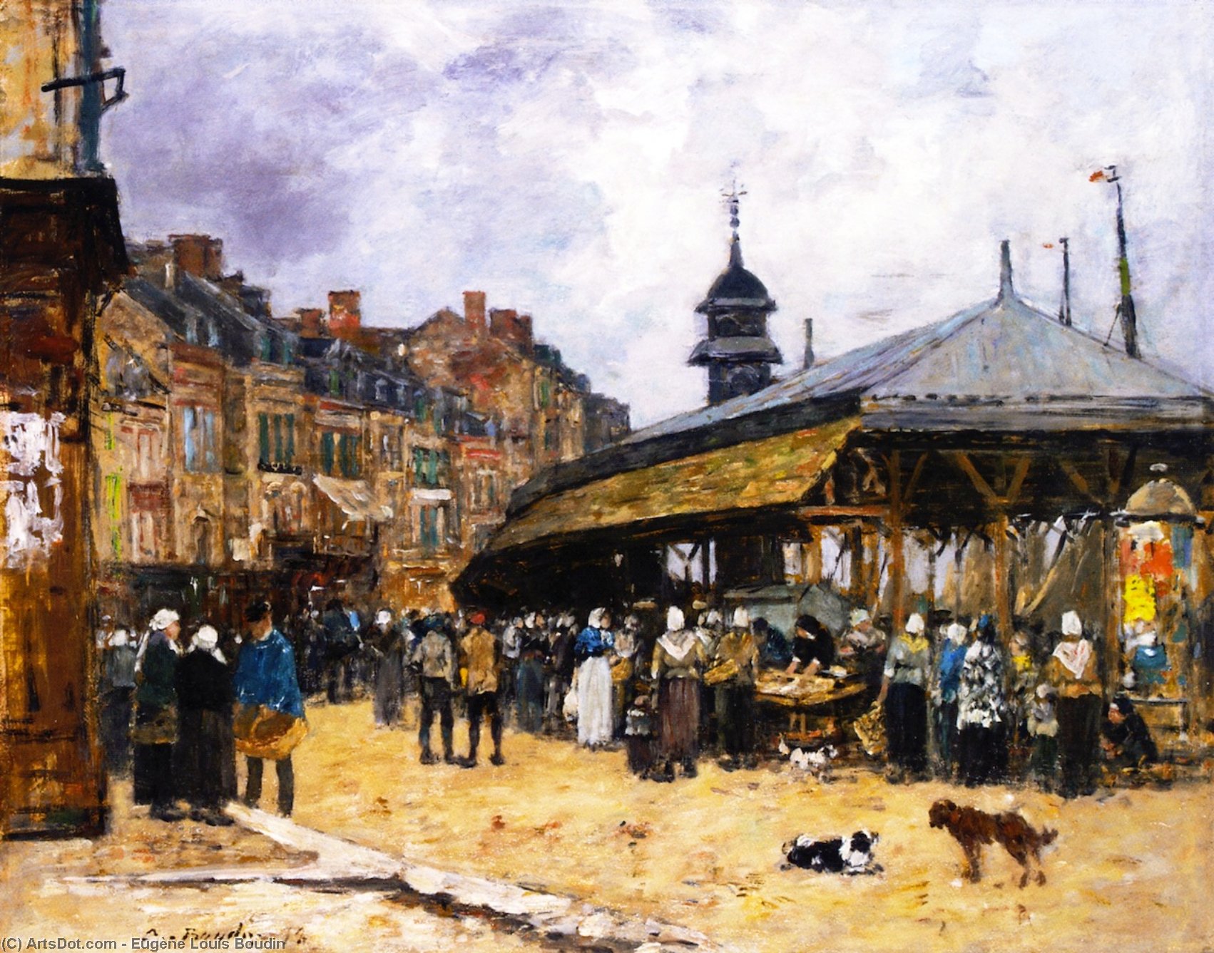 Order Oil Painting Replica Market at Trouville, 1878 by Eugène Louis Boudin (1824-1898, France) | ArtsDot.com