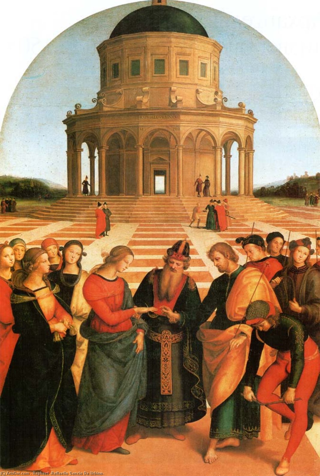 順序 油絵 バージンの結婚, 1504 バイ Raphael (Raffaello Sanzio Da Urbino) (1483-1520, Italy) | ArtsDot.com