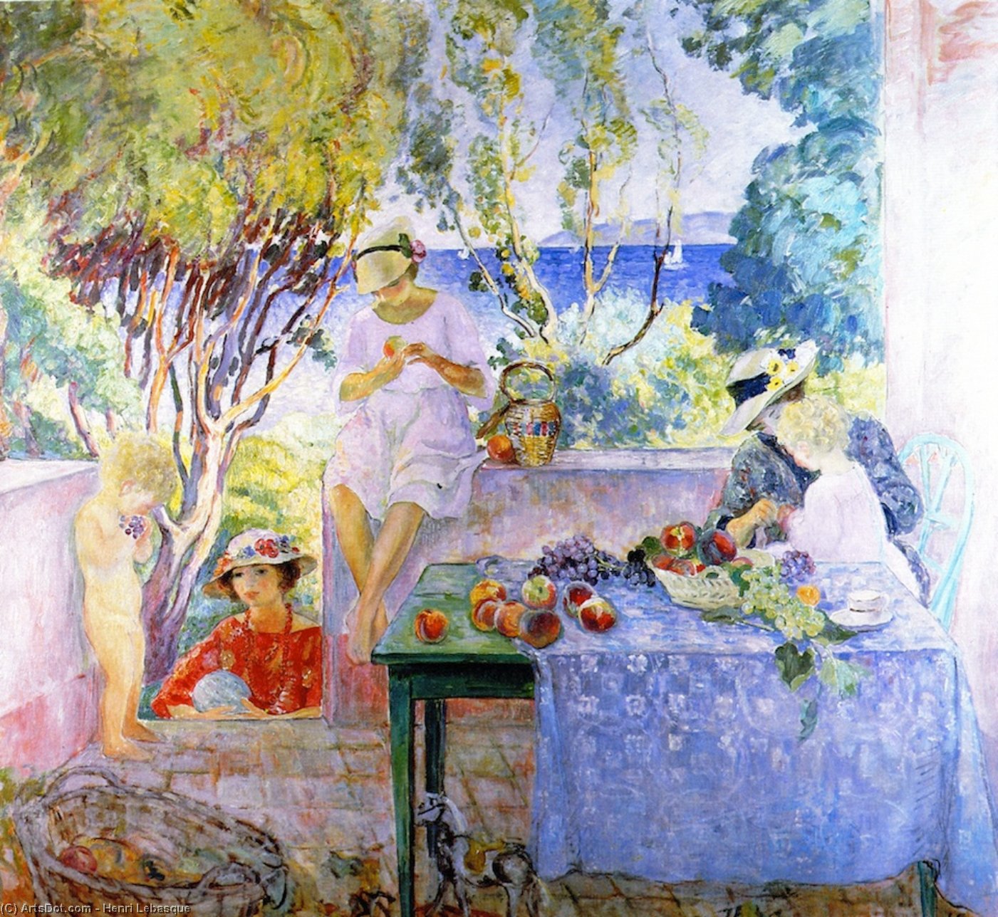 Order Paintings Reproductions Meal on the Terrace, 1914 by Henri Lebasque (1865-1937, France) | ArtsDot.com