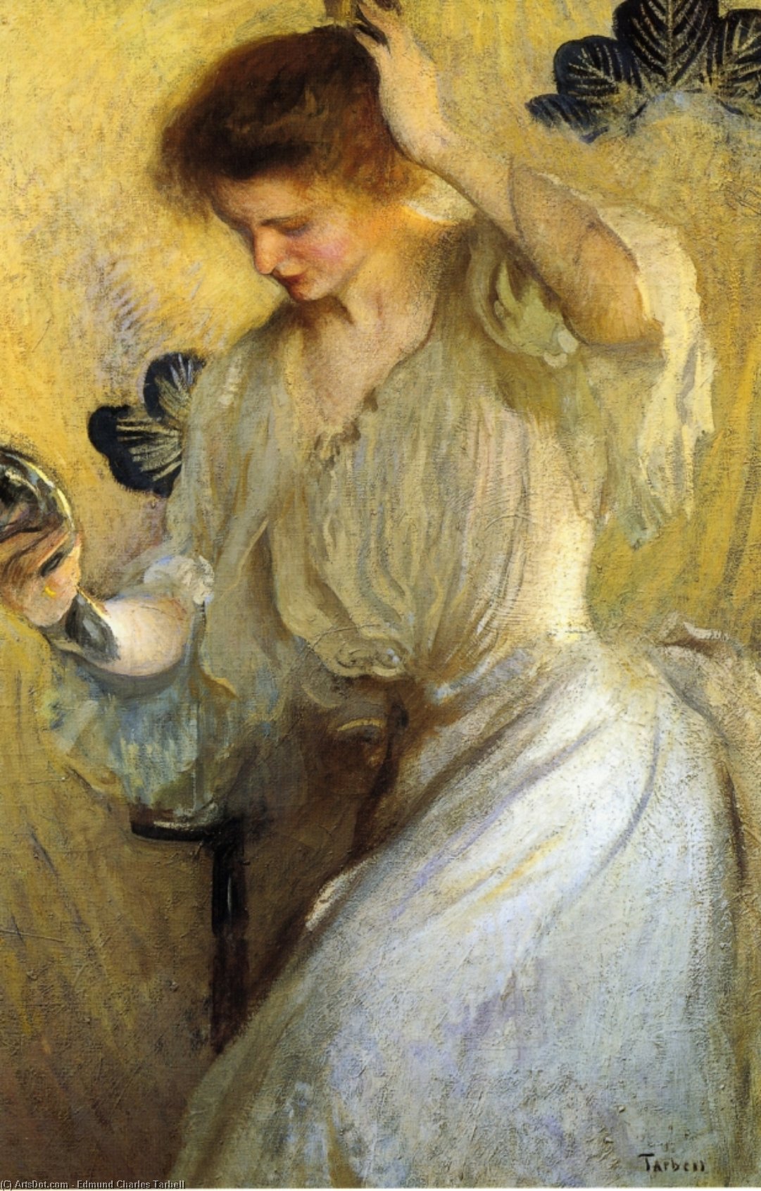 Order Paintings Reproductions The Mirror (also known as Girl with a Mirror), 1900 by Edmund Charles Tarbell (1862-1938, United States) | ArtsDot.com