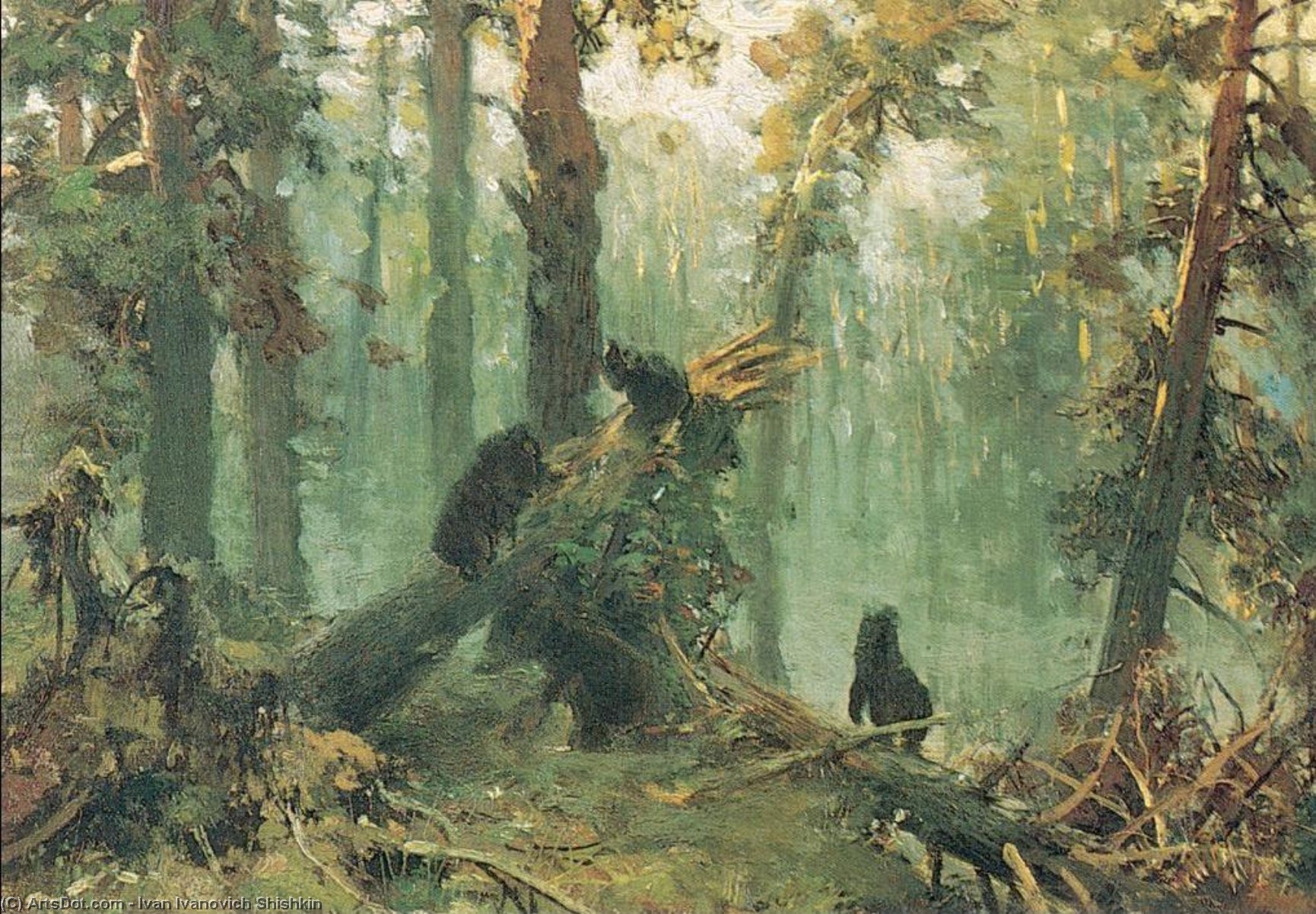 Order Art Reproductions Morning in piny wood (study), 1889 by Ivan Ivanovich Shishkin (1832-1898, Russia) | ArtsDot.com