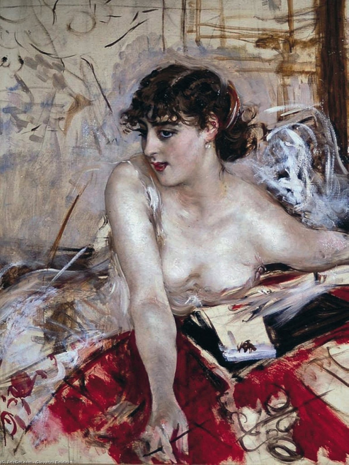 Order Oil Painting Replica Morning letter, 1884 by Giovanni Boldini (1842-1931, Italy) | ArtsDot.com