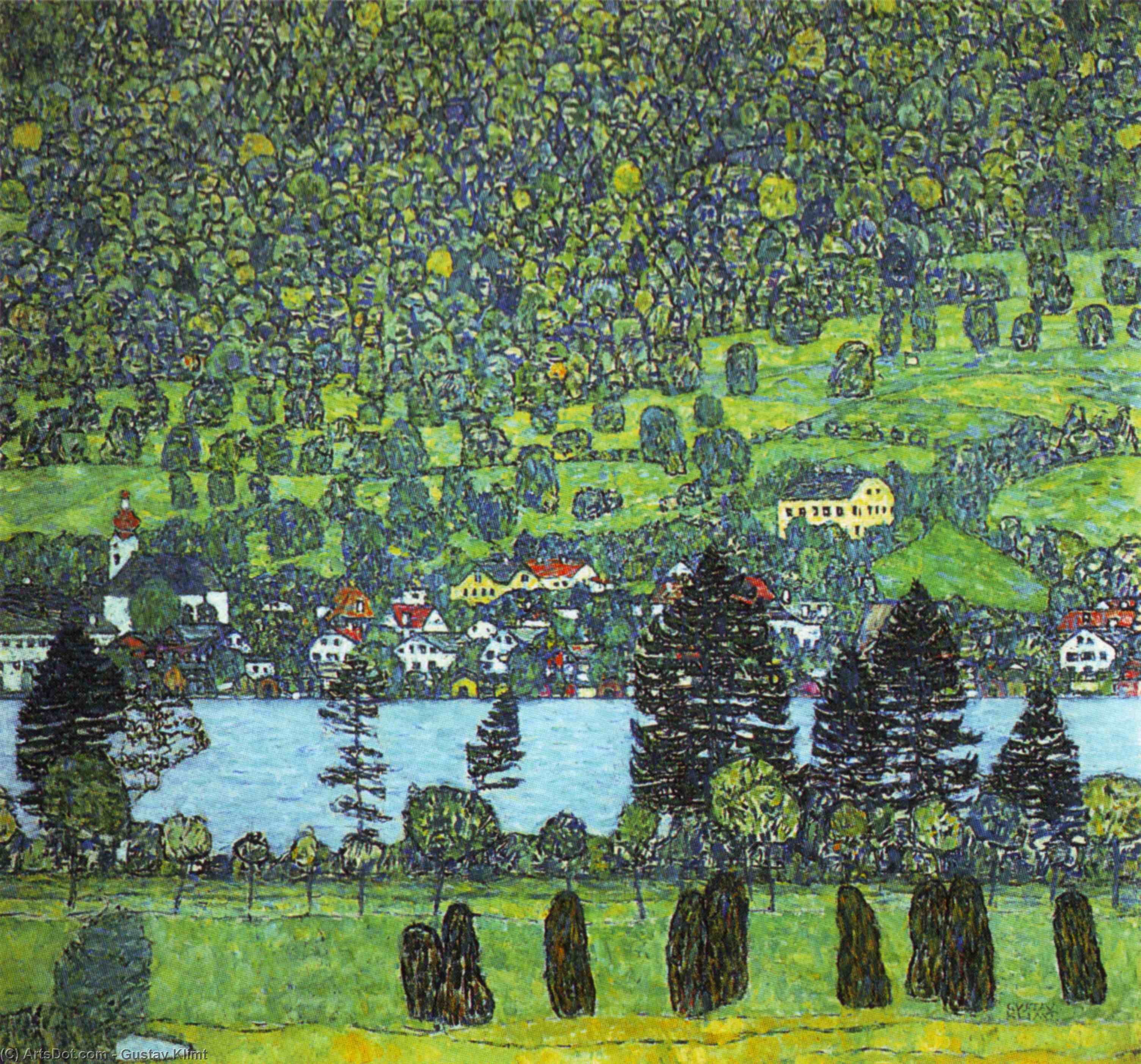 Order Oil Painting Replica Mountain slope at Unterach by Gustav Klimt | ArtsDot.com