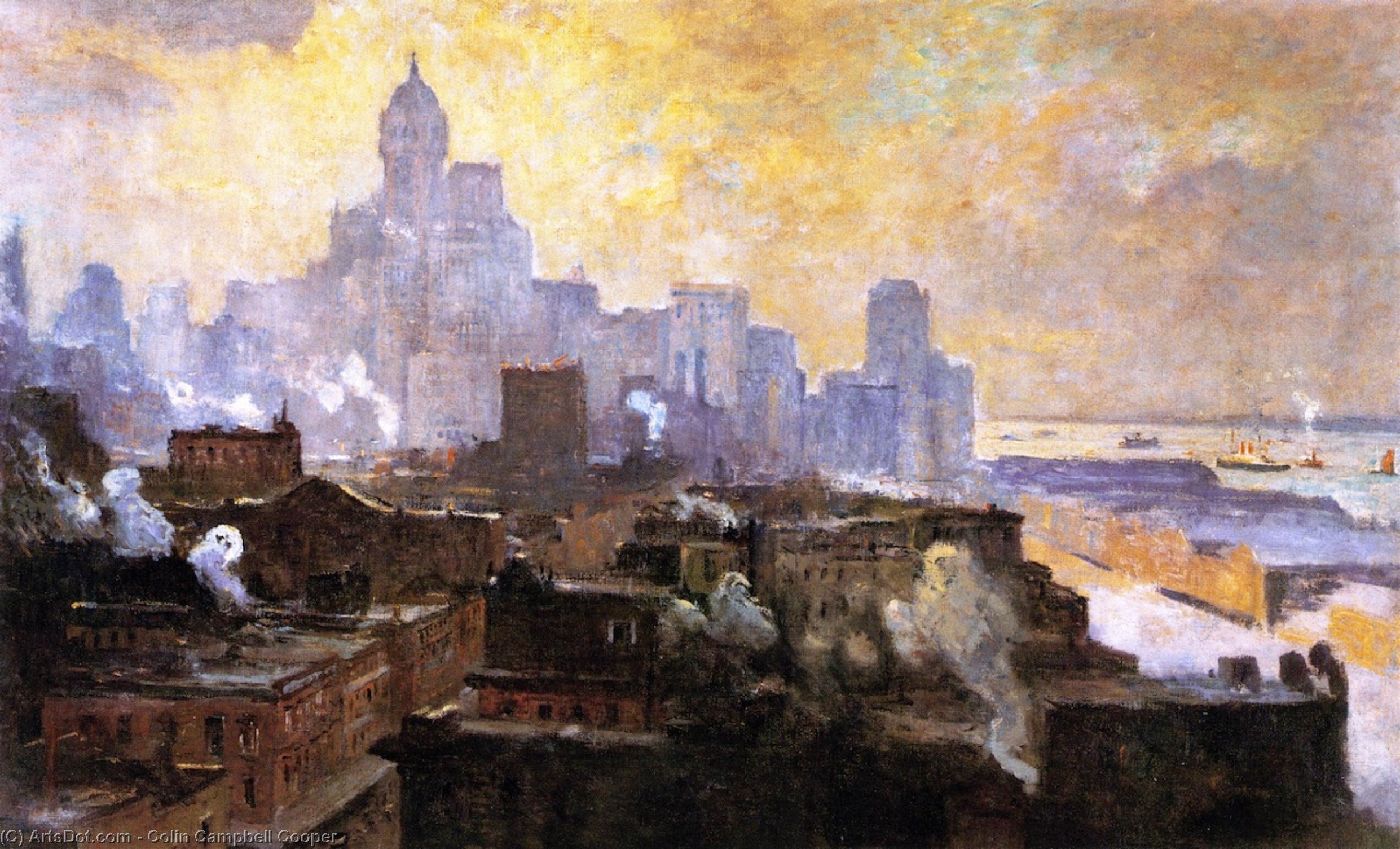 Order Oil Painting Replica Mountains of Manhattan, 1903 by Colin Campbell Cooper (1856-1937, United States) | ArtsDot.com