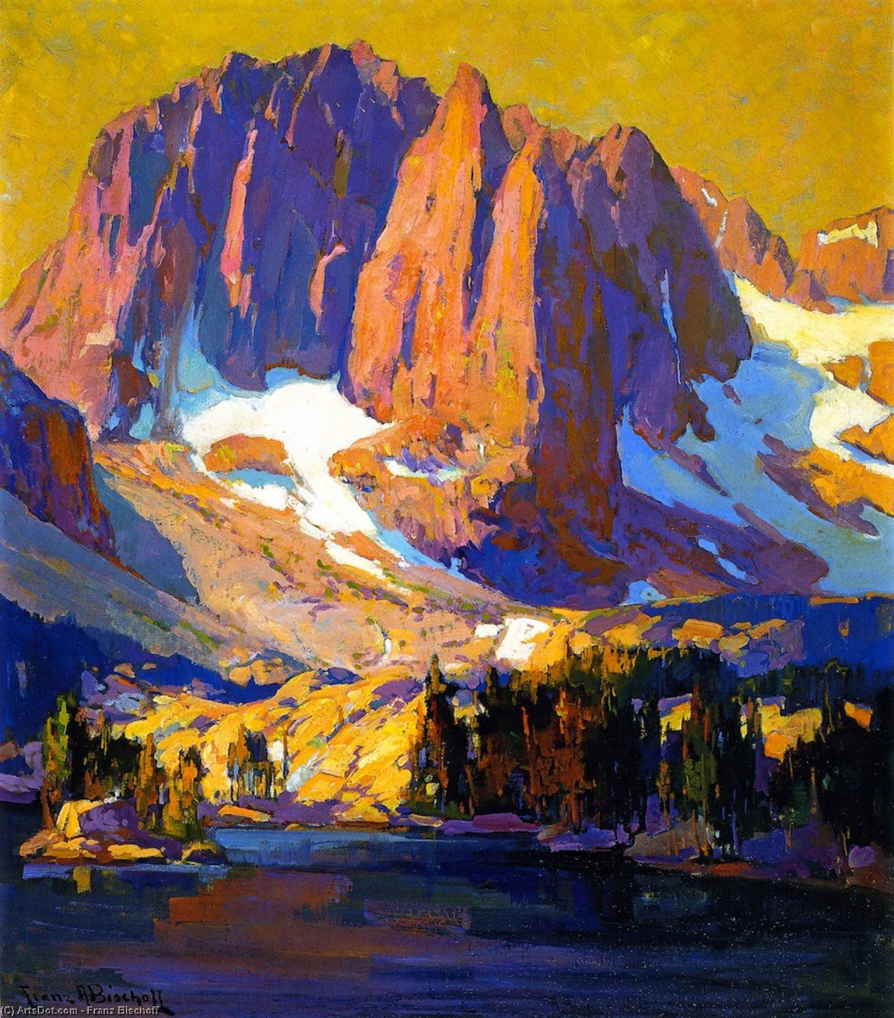 Buy Museum Art Reproductions Mount Alice at Sunset by Franz Bischoff (1864-1929, Austria) | ArtsDot.com