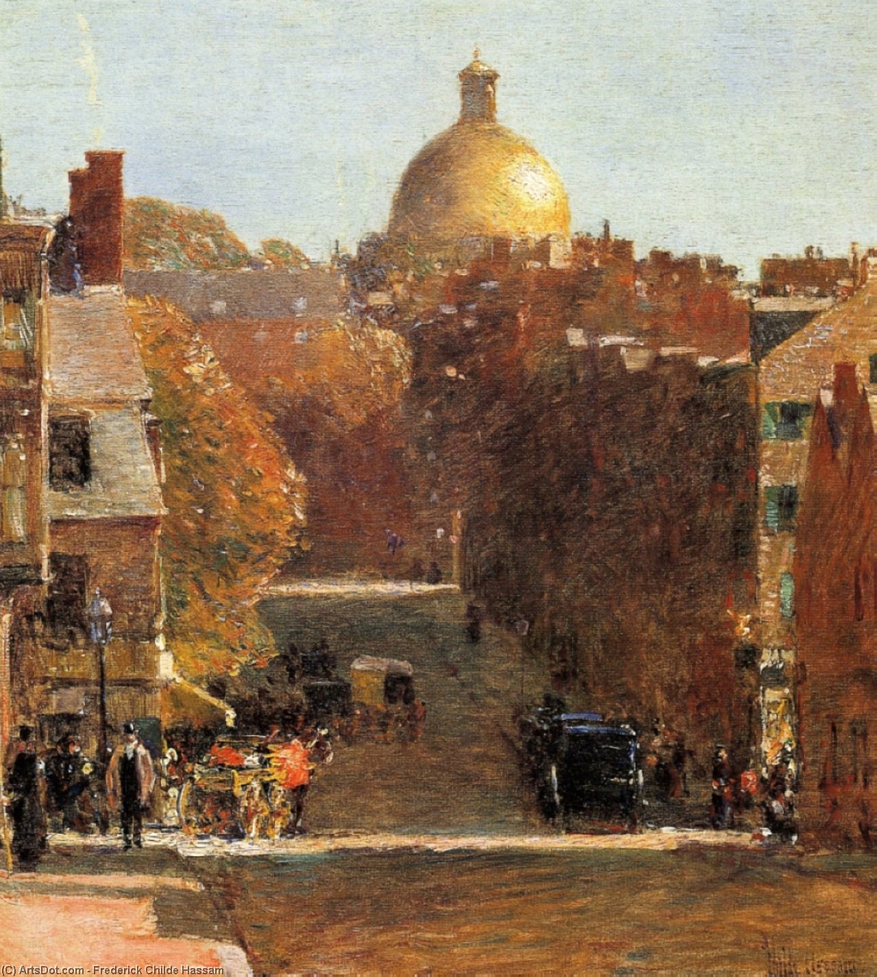 Order Oil Painting Replica Mount Vernon Street, Boston, 1890 by Frederick Childe Hassam (1859-1935, United States) | ArtsDot.com