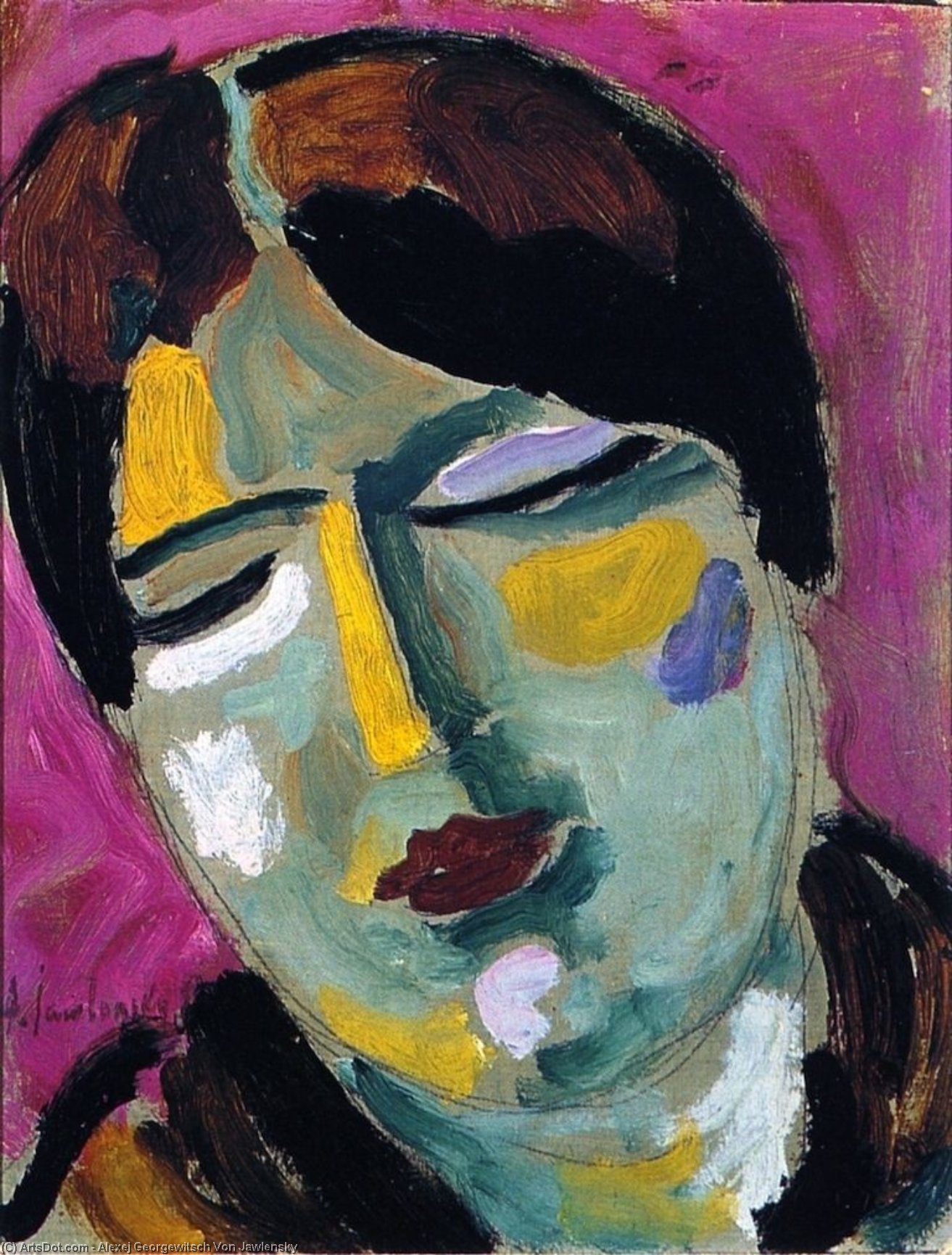 Order Oil Painting Replica Mystical Head: Dreaming Woman, 1917 by Alexej Georgewitsch Von Jawlensky (1864-1941, Russia) | ArtsDot.com