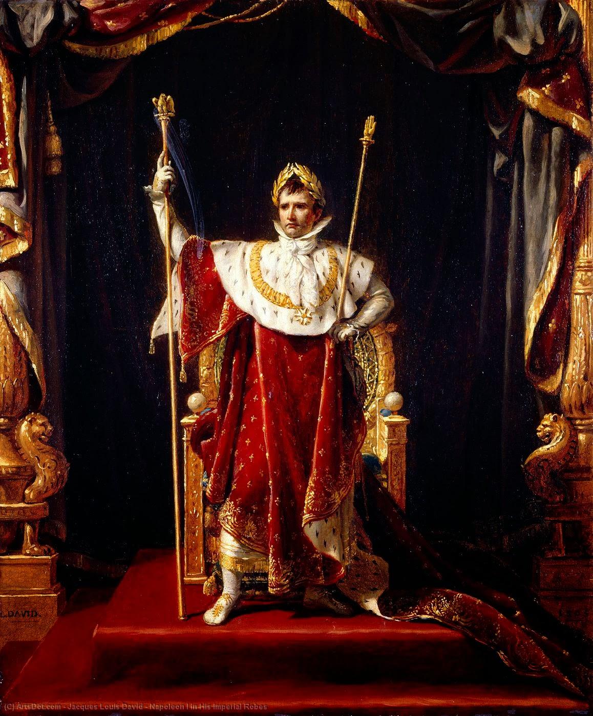 Buy Museum Art Reproductions Napoleon I in His Imperial Robes, 1805 by Jacques Louis David (1748-1800, France) | ArtsDot.com