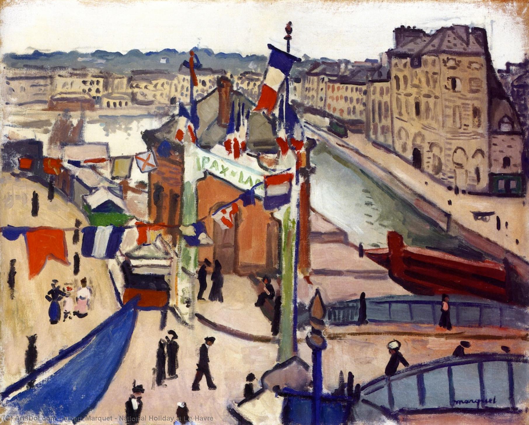 Buy Museum Art Reproductions National Holiday at Le Havre, 1906 by Albert Marquet (1875-1947, France) | ArtsDot.com
