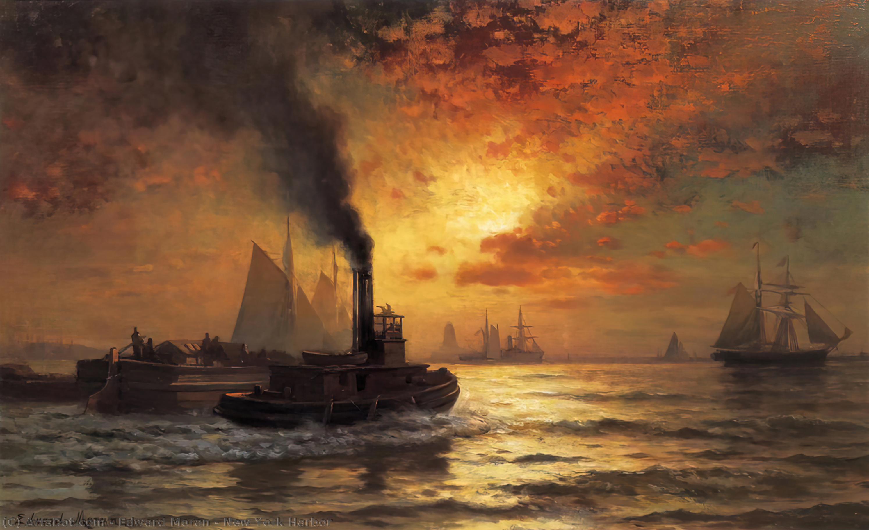 Order Artwork Replica New York Harbor by Edward Moran (1829-1901, United Kingdom) | ArtsDot.com