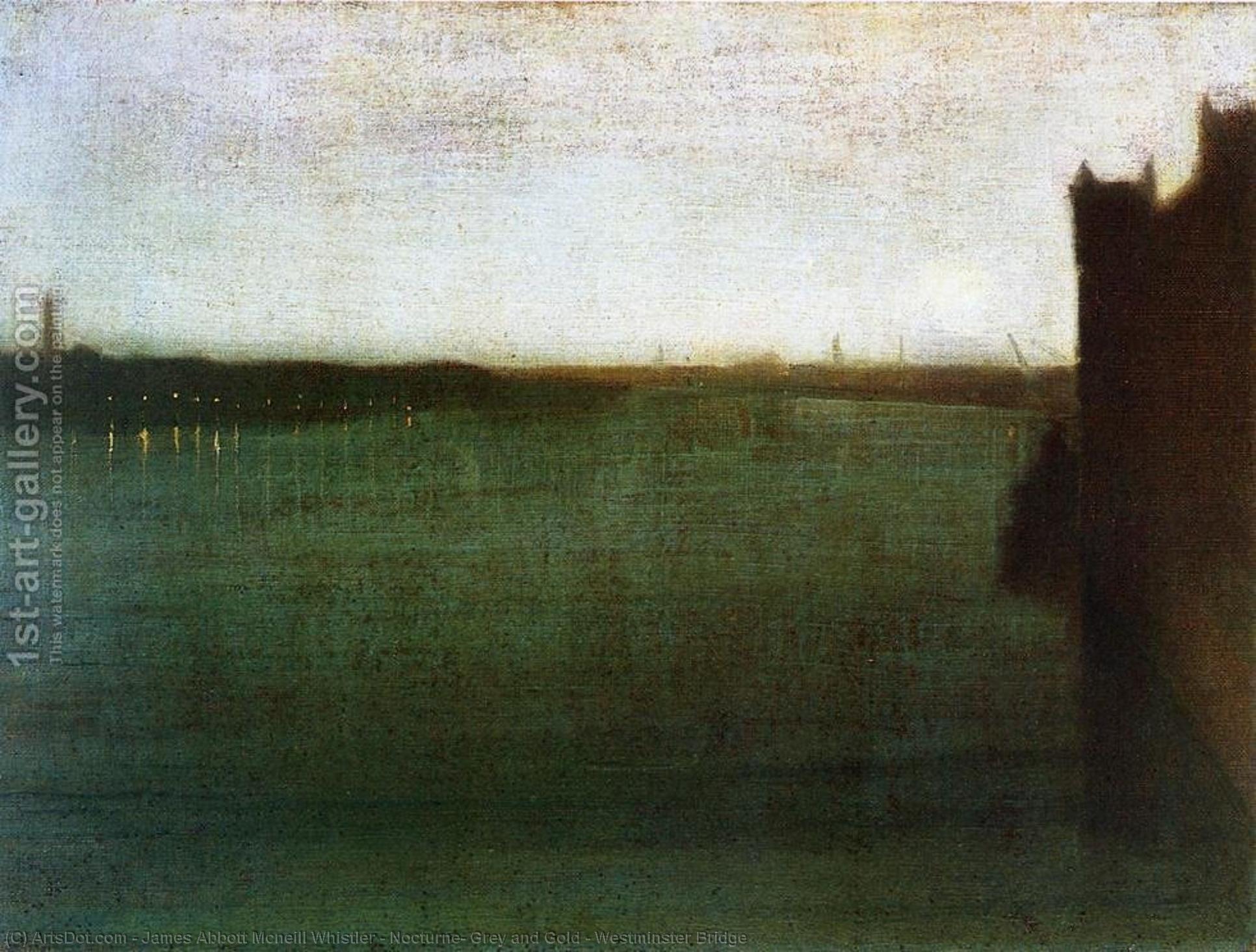Order Art Reproductions Nocturne: Grey and Gold - Westminster Bridge, 1871 by James Abbott Mcneill Whistler (1834-1903, United States) | ArtsDot.com