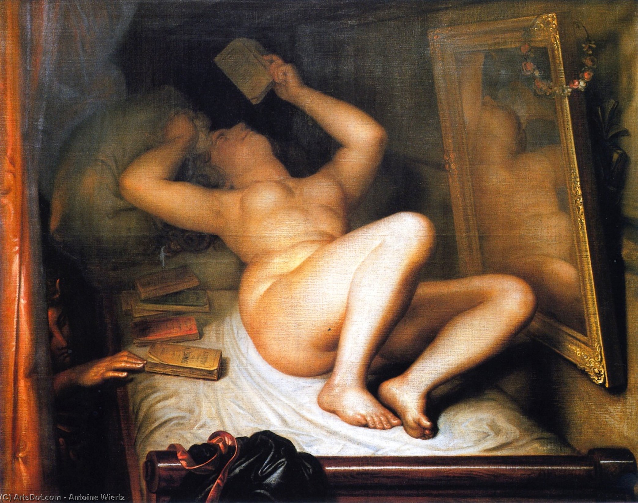 Order Oil Painting Replica The Novel Reader, 1853 by Antoine Wiertz (1806-1865, Belgium) | ArtsDot.com