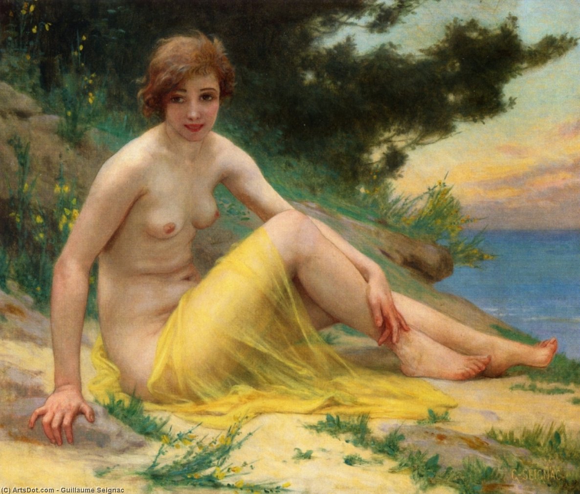 Order Art Reproductions Nude at the Beach (also known as On the Shore) by Guillaume Seignac (1870-1924, France) | ArtsDot.com