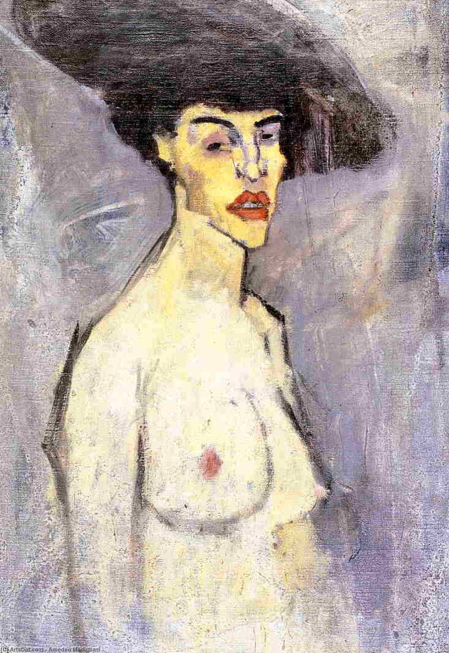 Order Paintings Reproductions Nude with Hat, 1907 by Amedeo Modigliani | ArtsDot.com