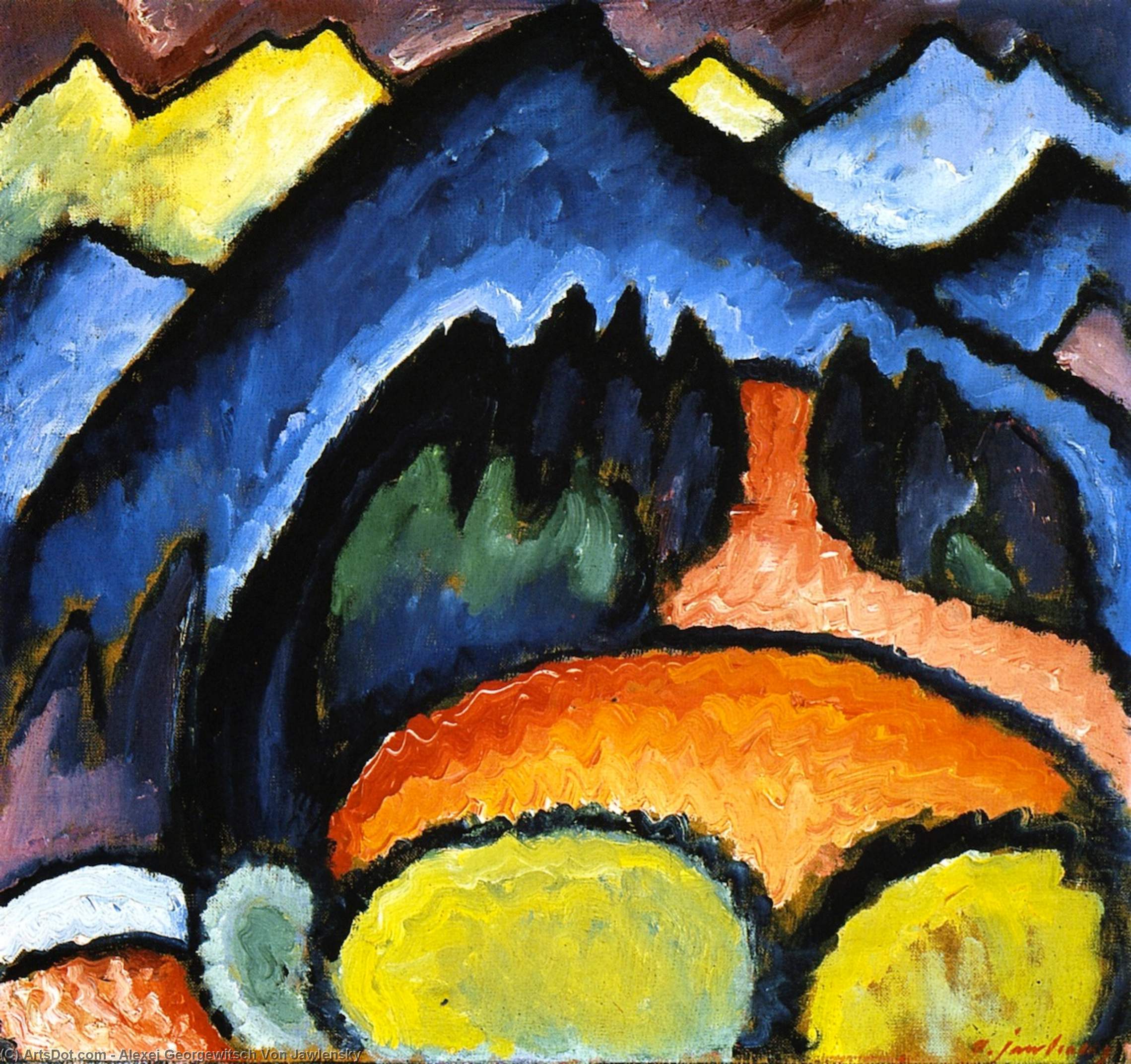 Buy Museum Art Reproductions Oberstdorf (also known as Mountains), 1912 by Alexej Georgewitsch Von Jawlensky (1864-1941, Russia) | ArtsDot.com
