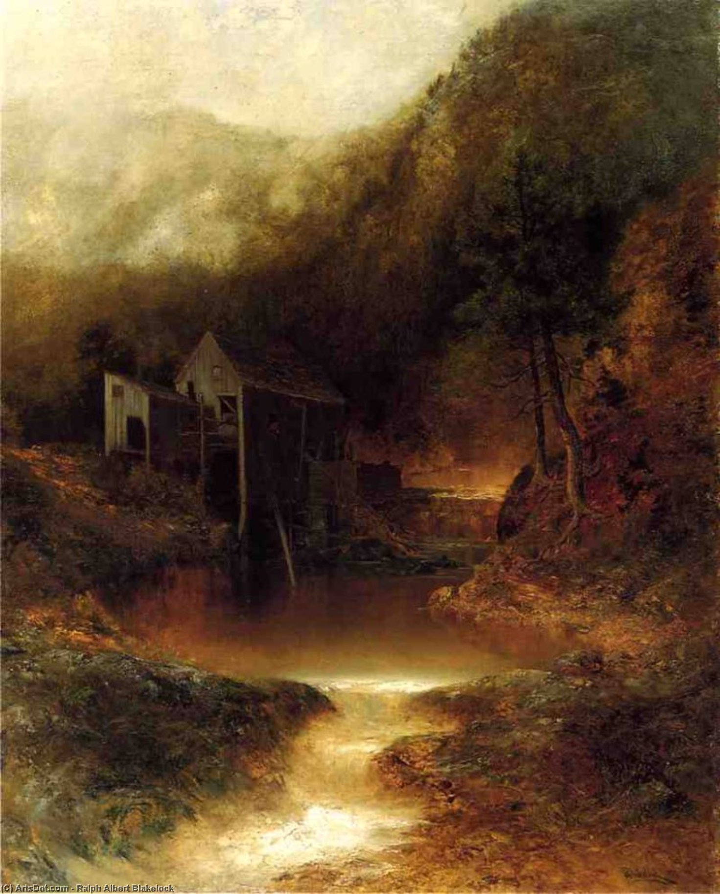 Buy Museum Art Reproductions The Old Mill, 1877 by Ralph Albert Blakelock (1847-1919, United States) | ArtsDot.com