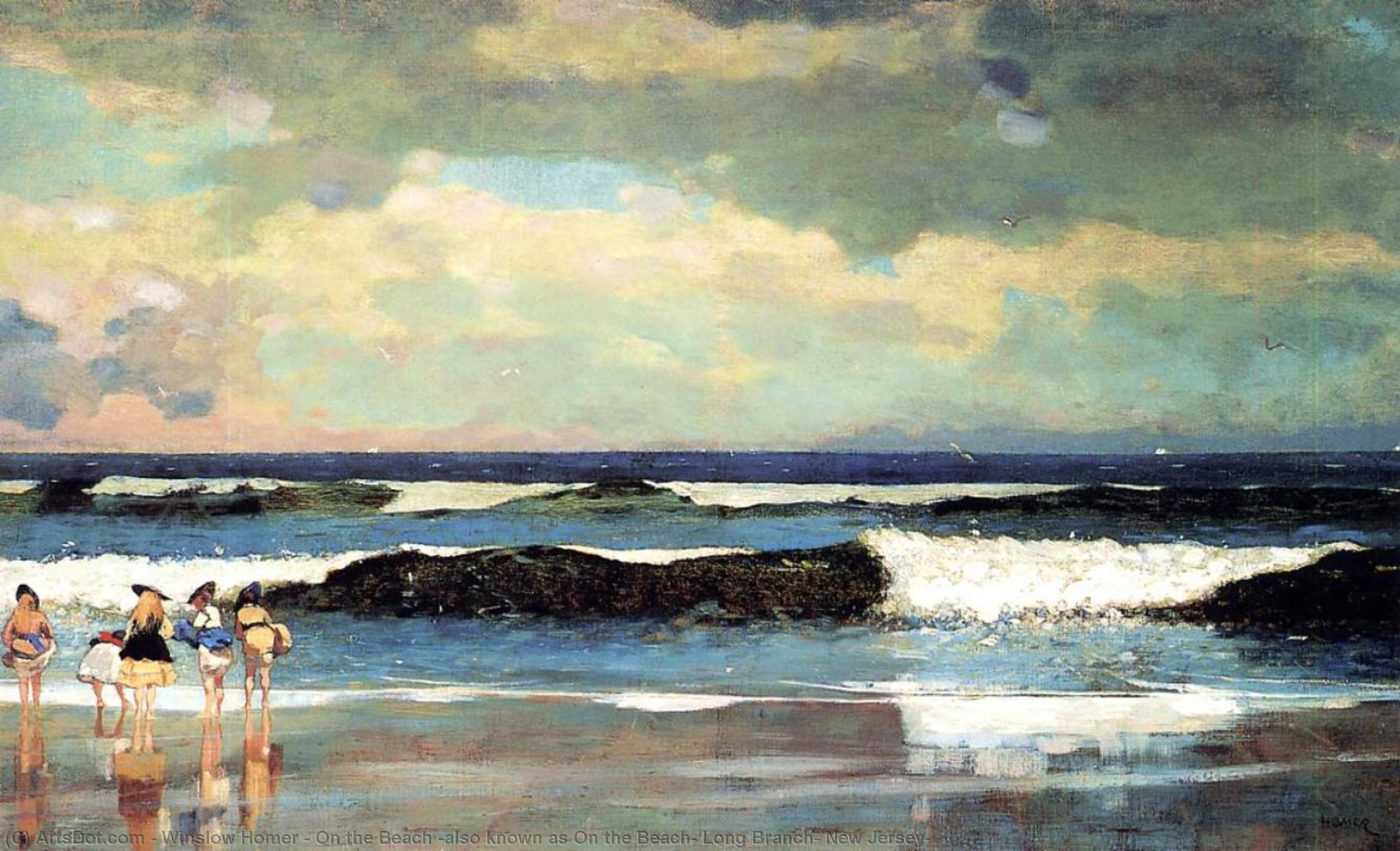 Order Oil Painting Replica On the Beach (also known as On the Beach, Long Branch, New Jersey), 1869 by Winslow Homer (1836-1910, United States) | ArtsDot.com