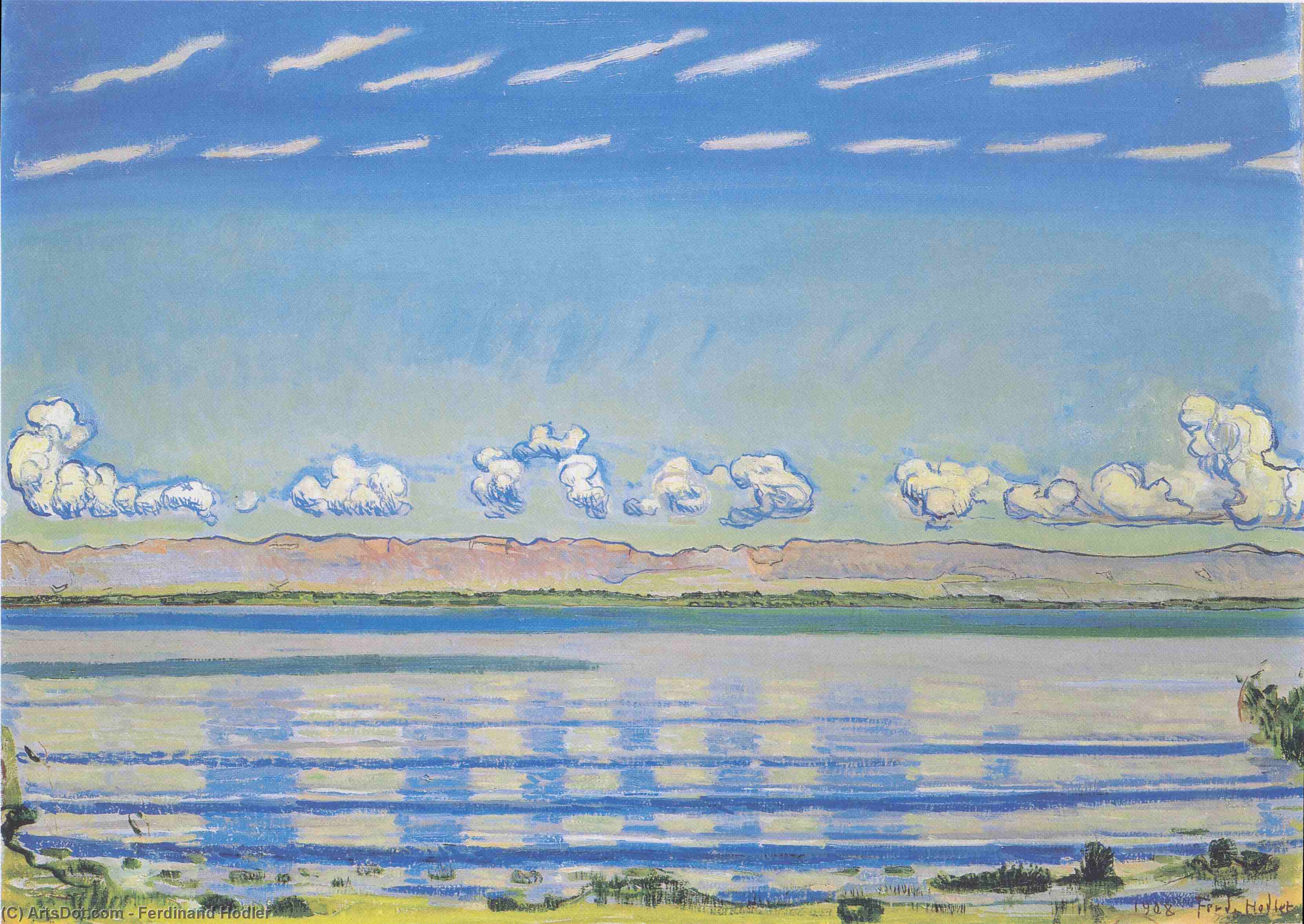 Buy Museum Art Reproductions On Lake Geneva (also known as Landscape with Rhythmic Shapes), 1908 by Ferdinand Hodler (1853-1918, Switzerland) | ArtsDot.com