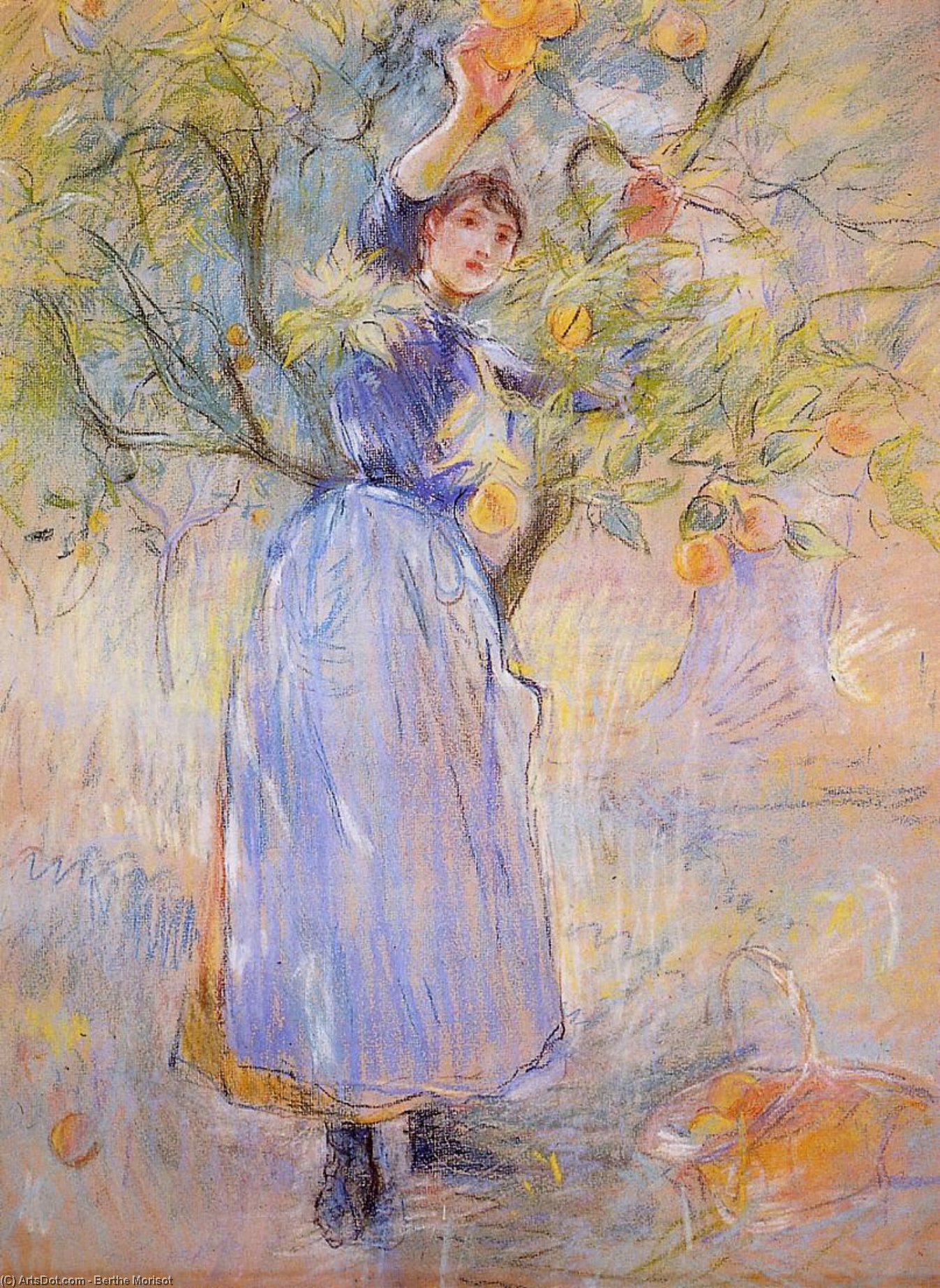 Order Oil Painting Replica The Orange Picker, 1889 by Berthe Morisot (1841-1895, France) | ArtsDot.com