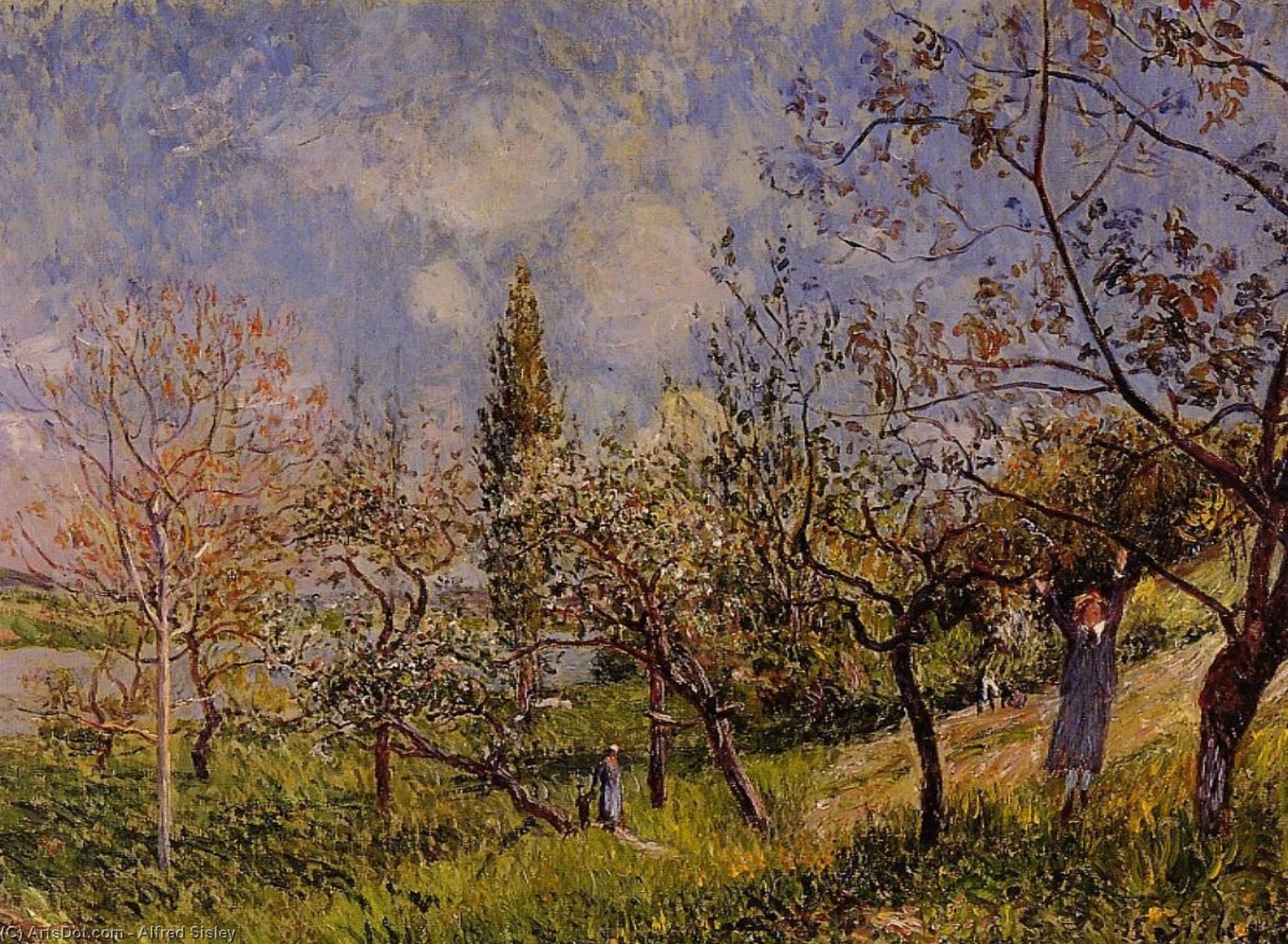 Order Oil Painting Replica Orchard in Spring - By, 1881 by Alfred Sisley (1839-1899, France) | ArtsDot.com