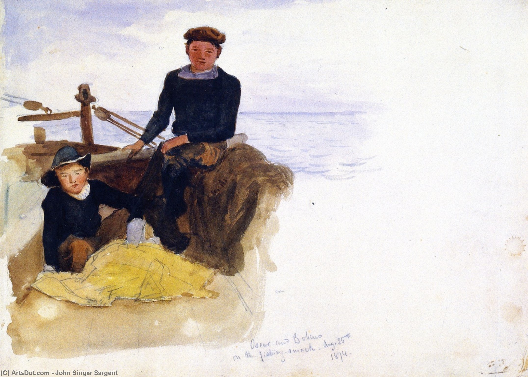 Order Oil Painting Replica Oscar and Bobino on the Fishing Smack, 1874 by John Singer Sargent (1856-1925, Italy) | ArtsDot.com