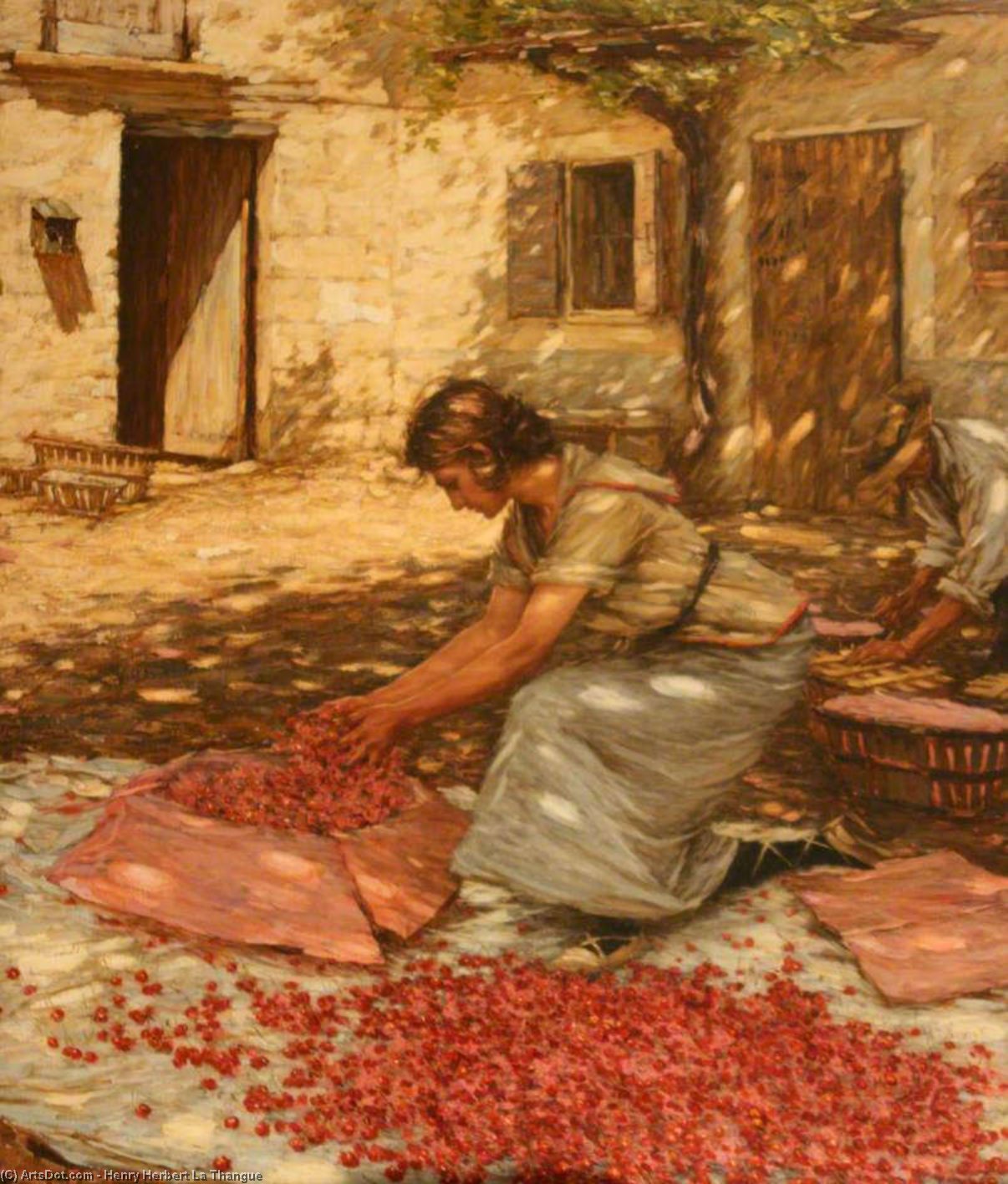 Order Oil Painting Replica Packing Cherries in Provence, France, 1923 by Henry Herbert La Thangue (1859-1929, United Kingdom) | ArtsDot.com