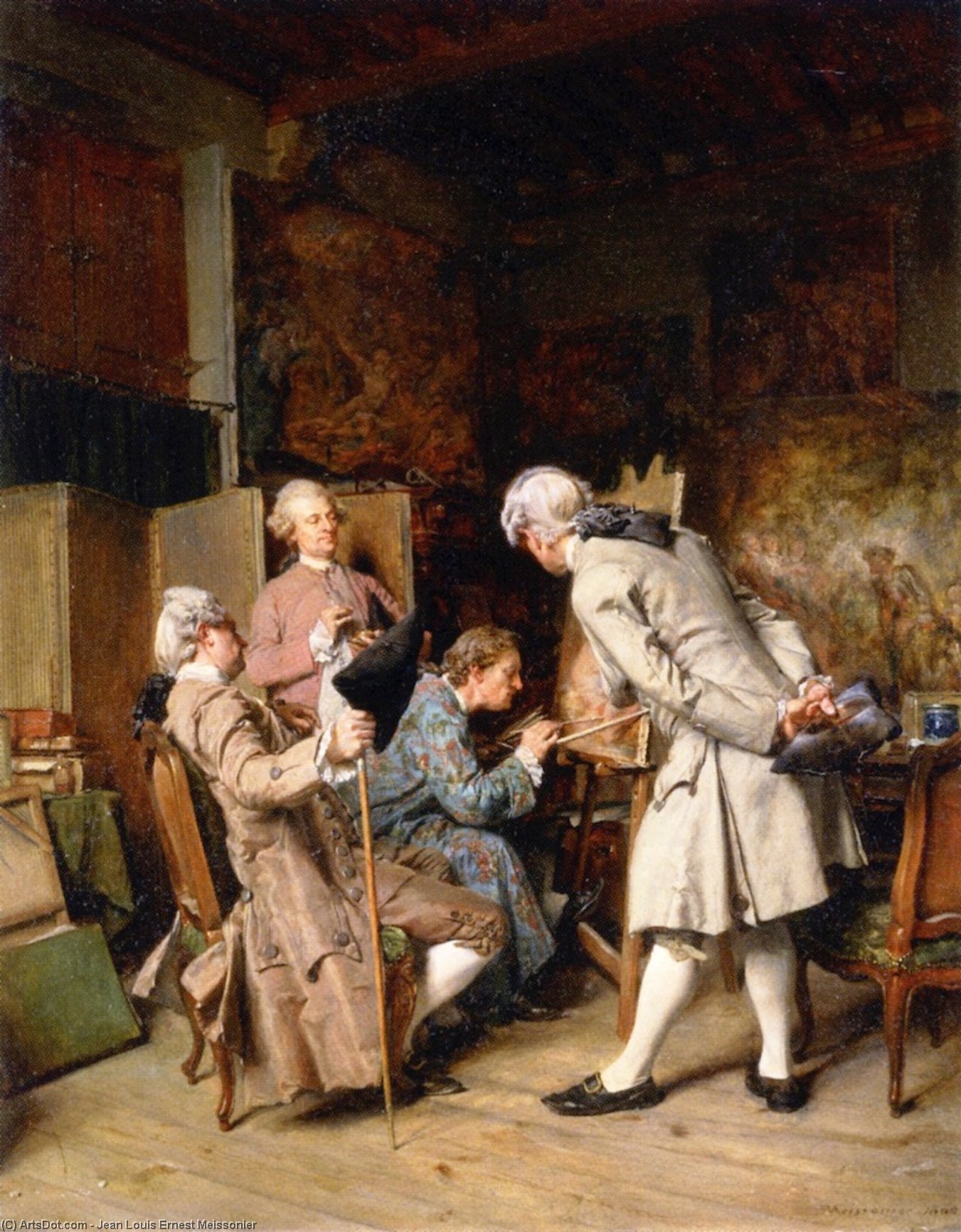 Order Paintings Reproductions The Painting Connoisseurs, 1860 by Jean Louis Ernest Meissonier (1815-1891, France) | ArtsDot.com