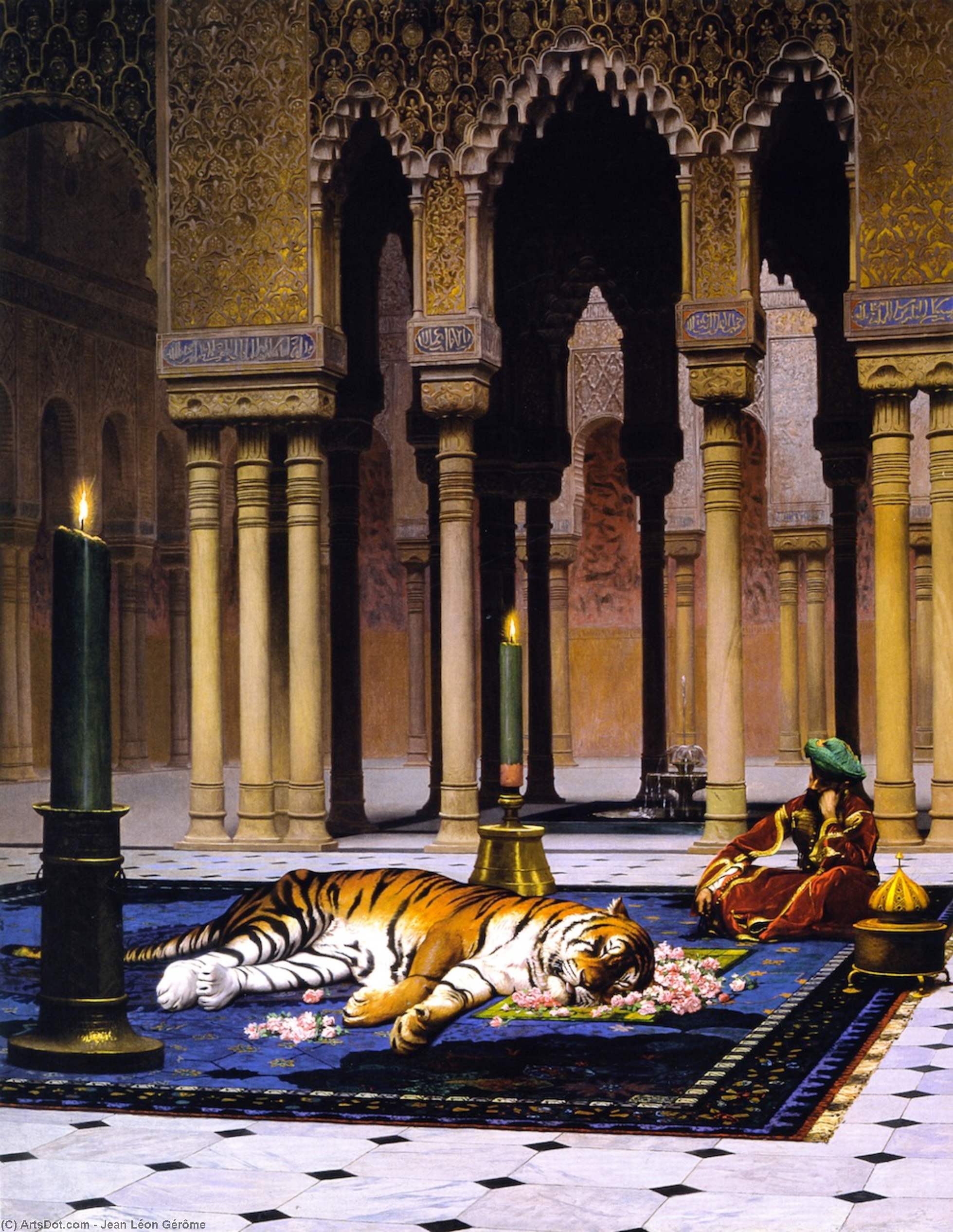 Order Oil Painting Replica The Pasha`s Sorrow (also known as Dead Tiger), 1885 by Jean Léon Gérôme (1824-1904, France) | ArtsDot.com